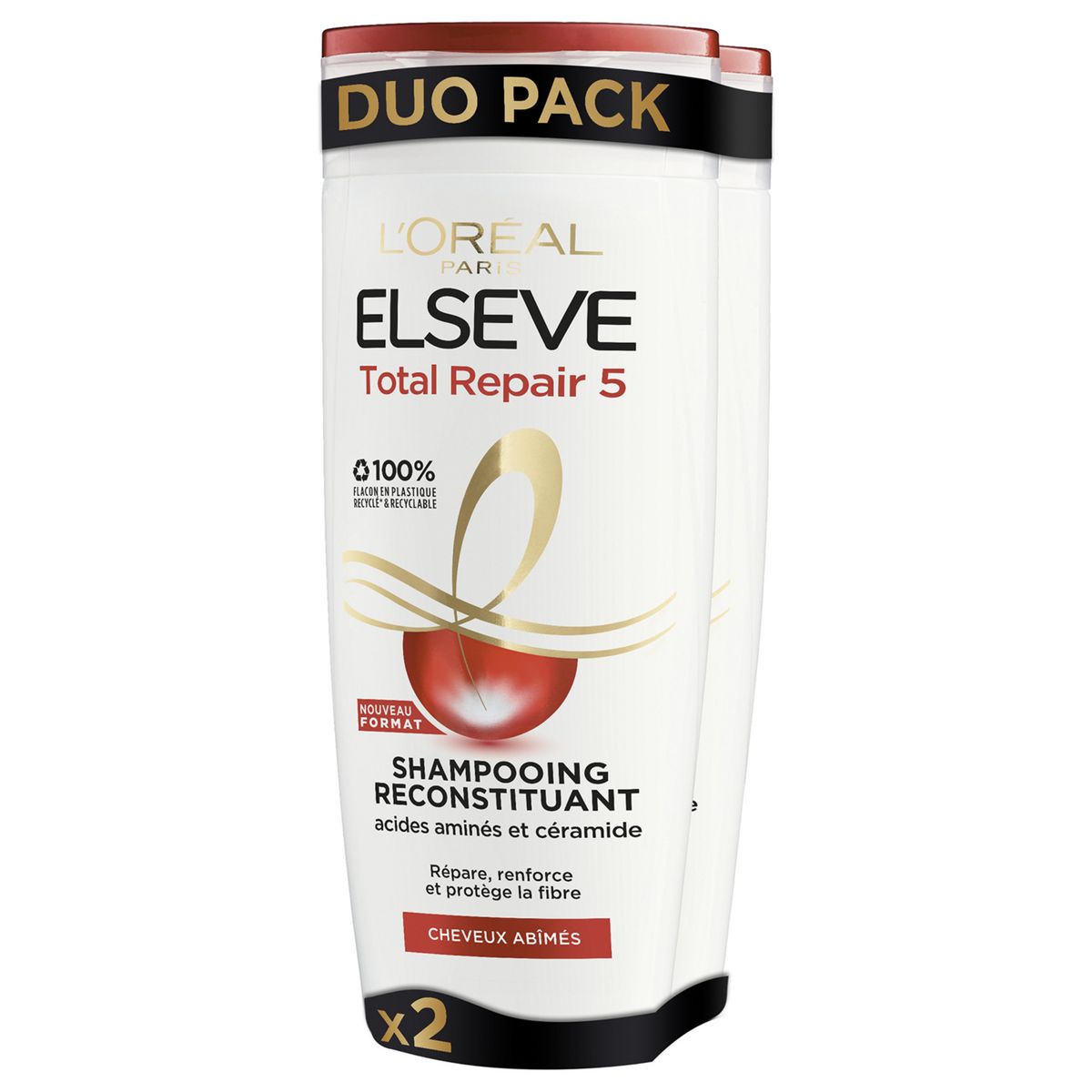 ELSEVE Total Repair 5 shampooing reconstituant acides aminés et céramide cheveux abîmés 2x290ml