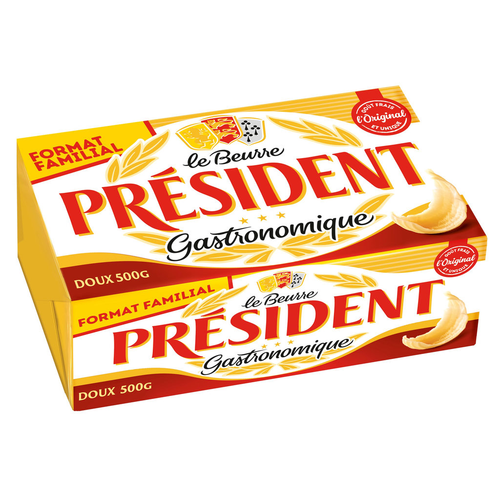 PRESIDENT Beurre gastronomique doux 82%MG 500g