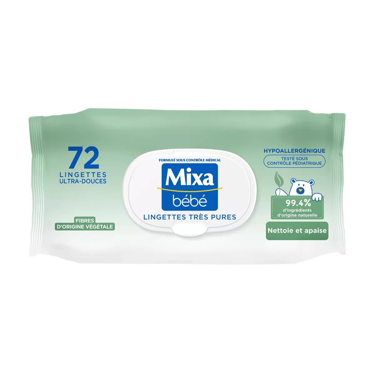 MIXA BEBE Lingettes ultra-douces hypoallergénique 72 lingettes