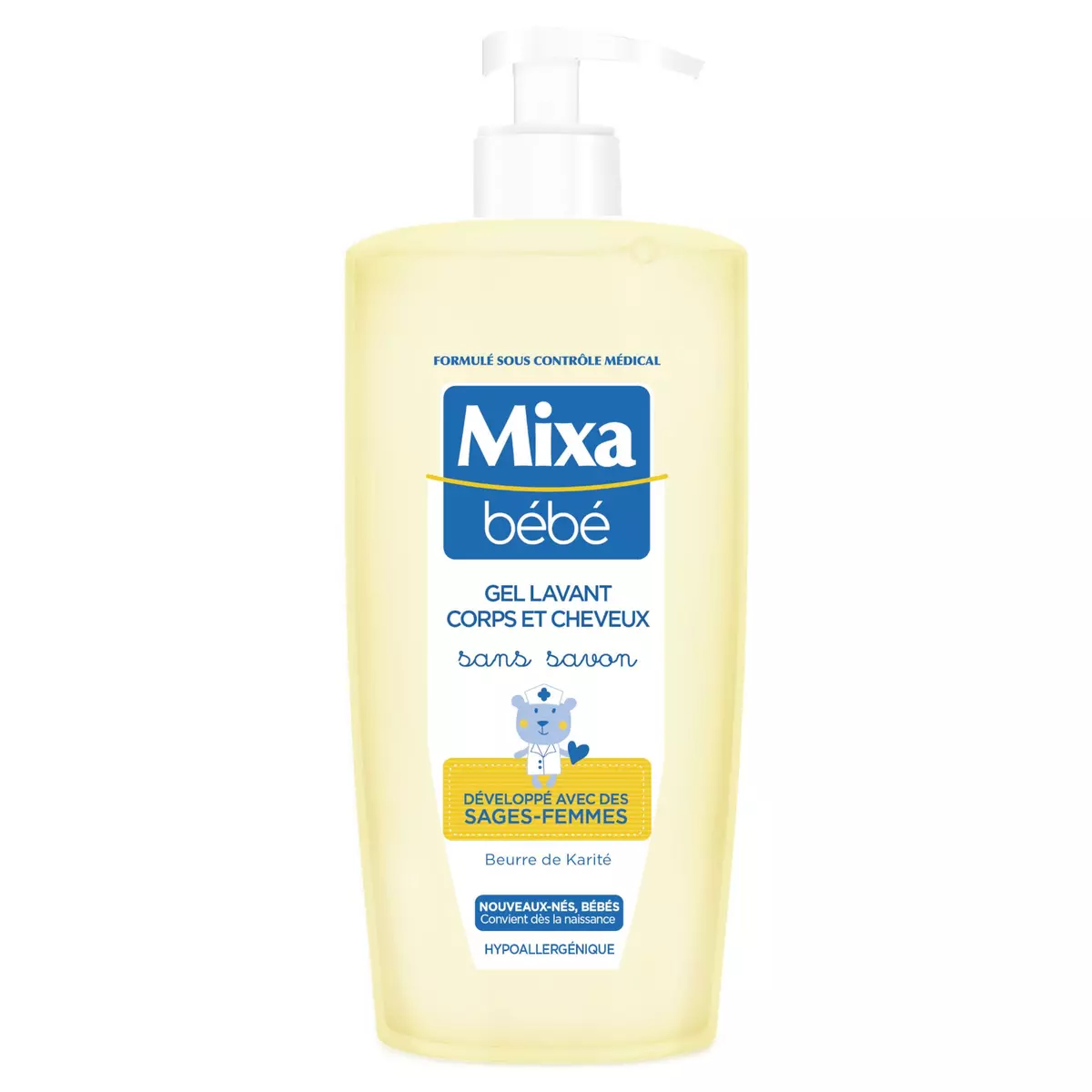 MIXA BEBE Gel lavant corps et cheveux sans savon au beurre de karité 750ml
