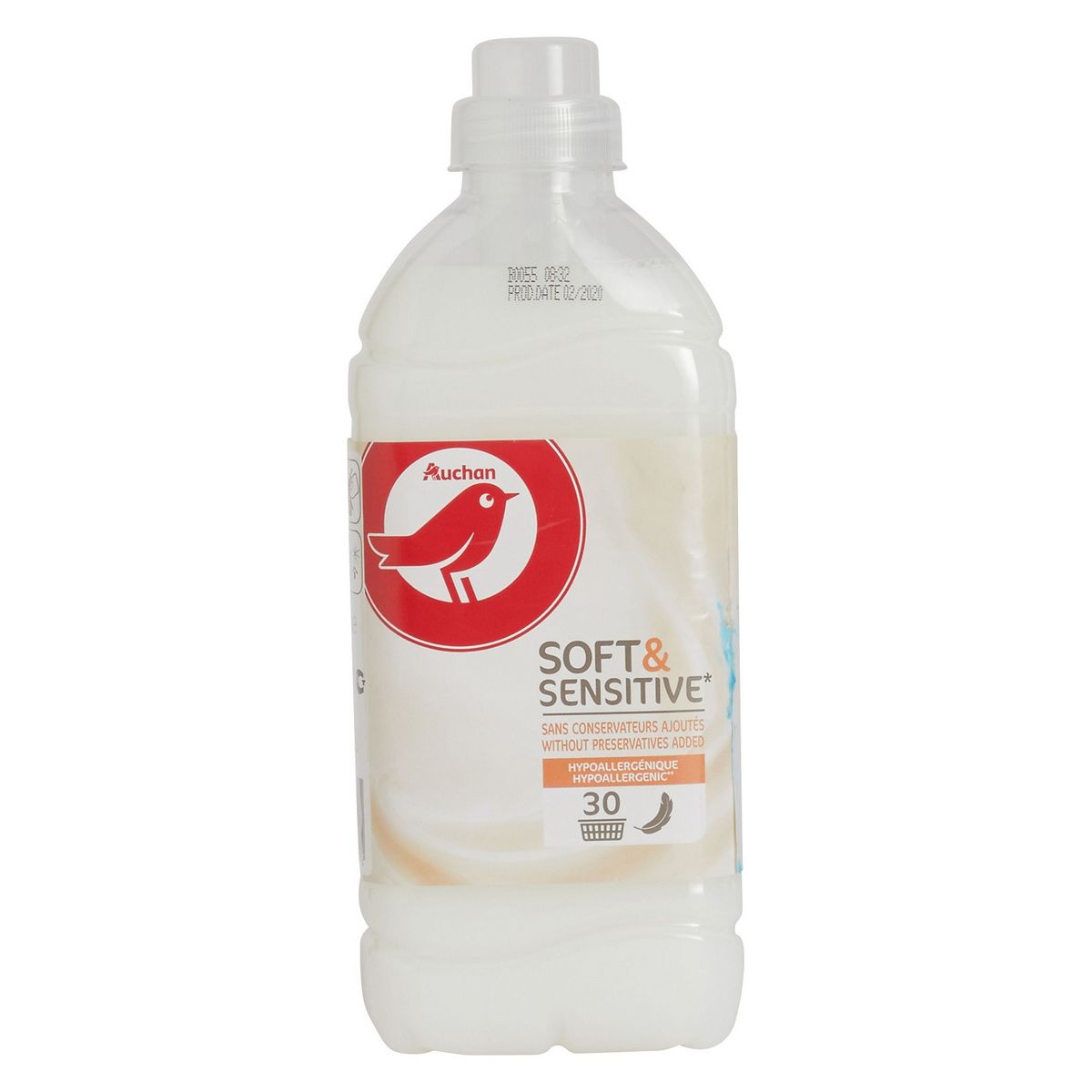 AUCHAN Soft & Sensitive adoucissant concentré hypoallergénique  30 lavages 750ml