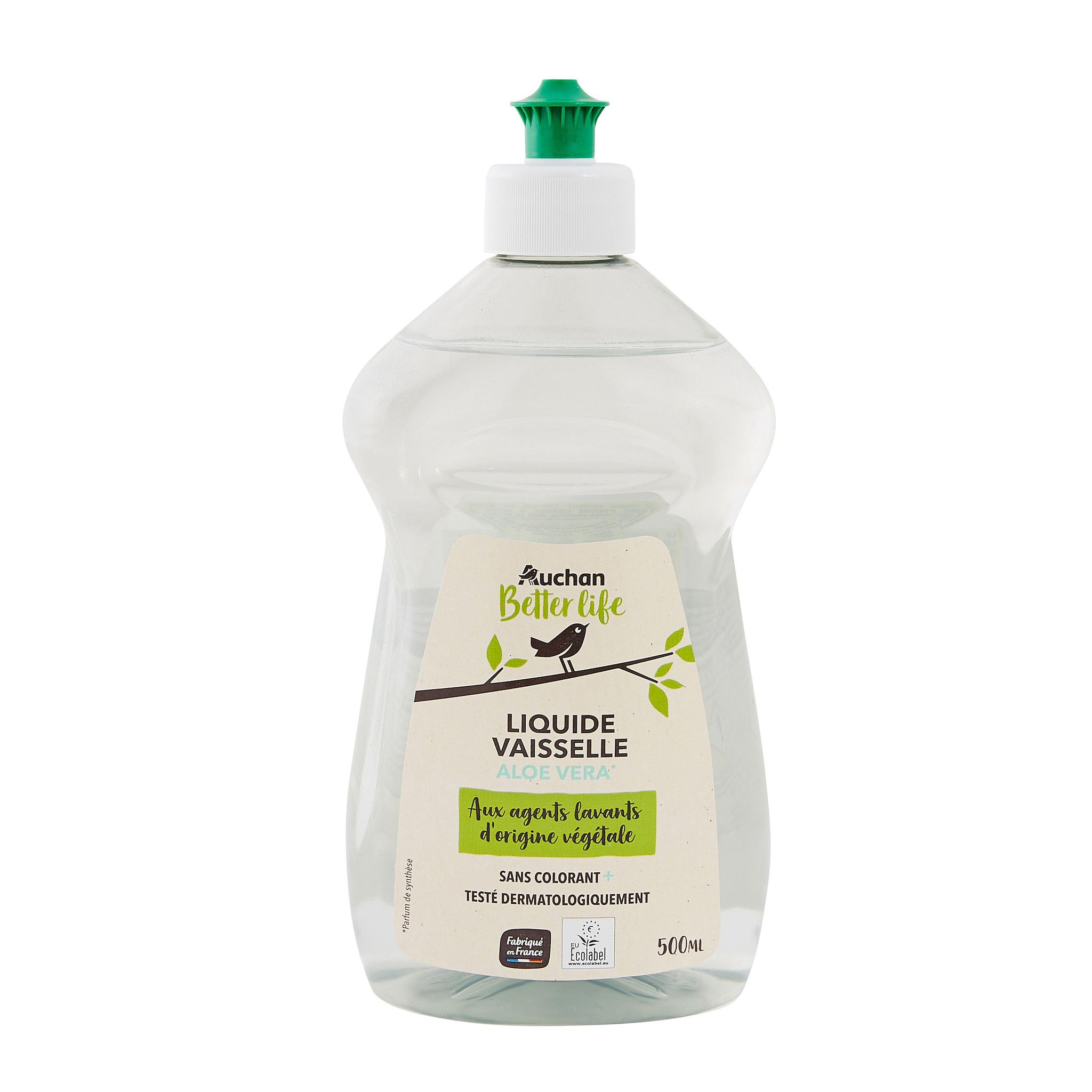 Voir la diapositive 2 : AUCHAN BETTER LIFE Liquide vaisselle dégraissant aloe vera 500ml