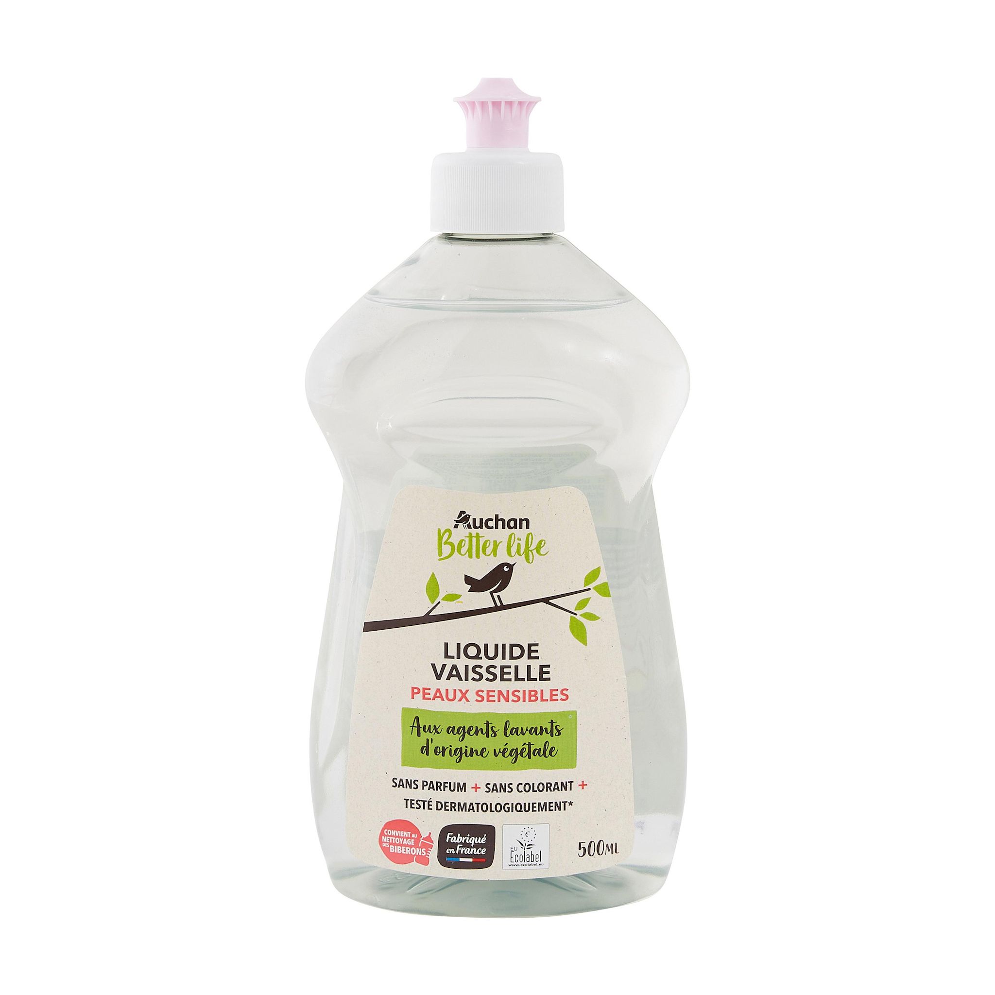 Voir la diapositive 3 : AUCHAN BETTER LIFE Liquide vaisselle écologique peaux sensibles 500ml