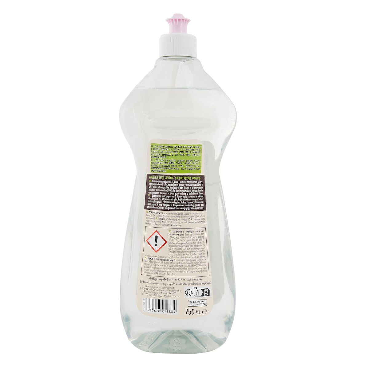 AUCHAN BETTER LIFE Liquide vaisselle peaux sensibles 750ml