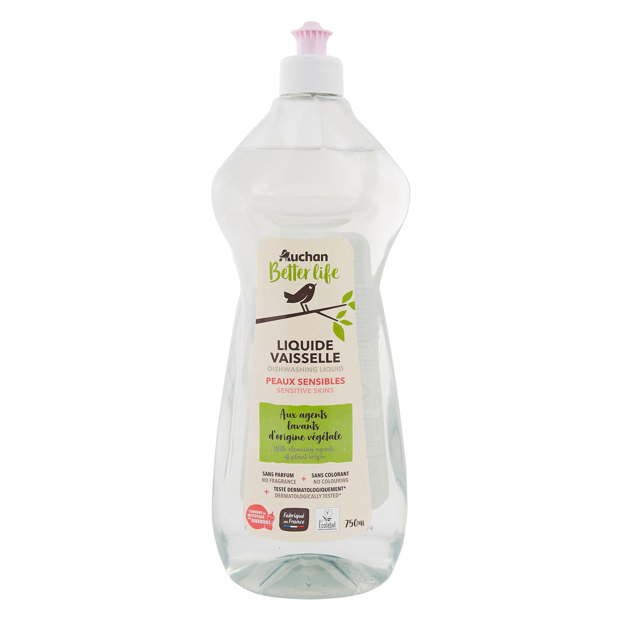Voir la diapositive 3 : AUCHAN BETTER LIFE Liquide vaisselle peaux sensibles 750ml