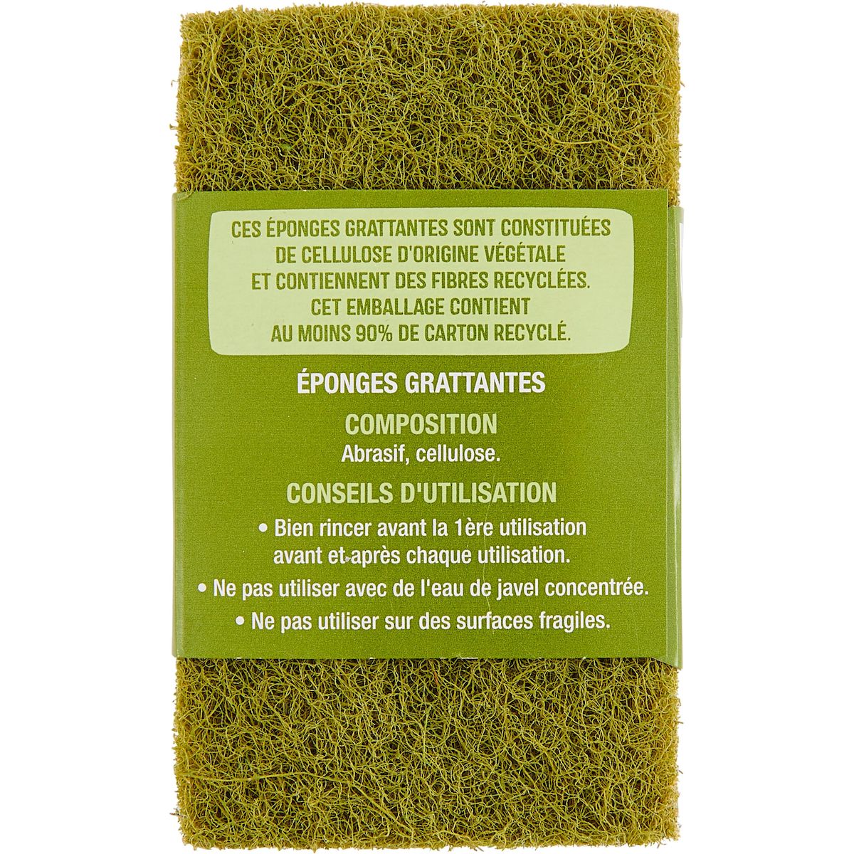 AUCHAN MIEUX VIVRE Éponges grattantes multi-usages 2 pièces