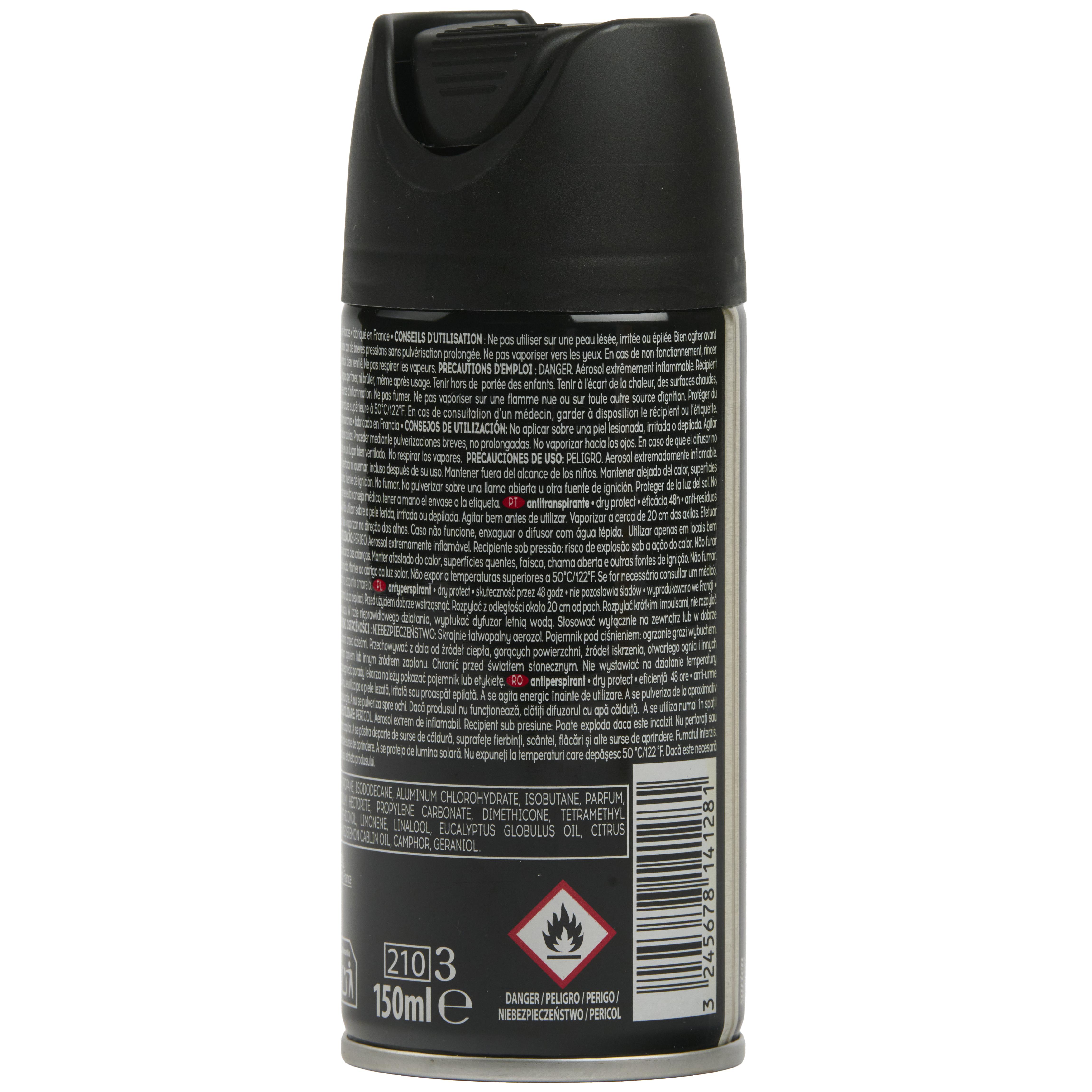 Voir la diapositive 3 : COSMIA MEN Déodorant spray homme 48h dry protect anti-traces 150ml