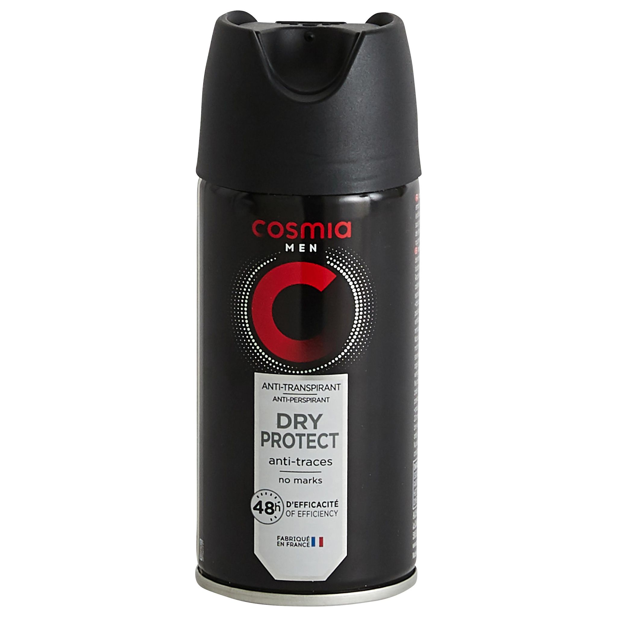 Voir la diapositive 3 : COSMIA MEN Déodorant spray homme 48h dry protect anti-traces 150ml