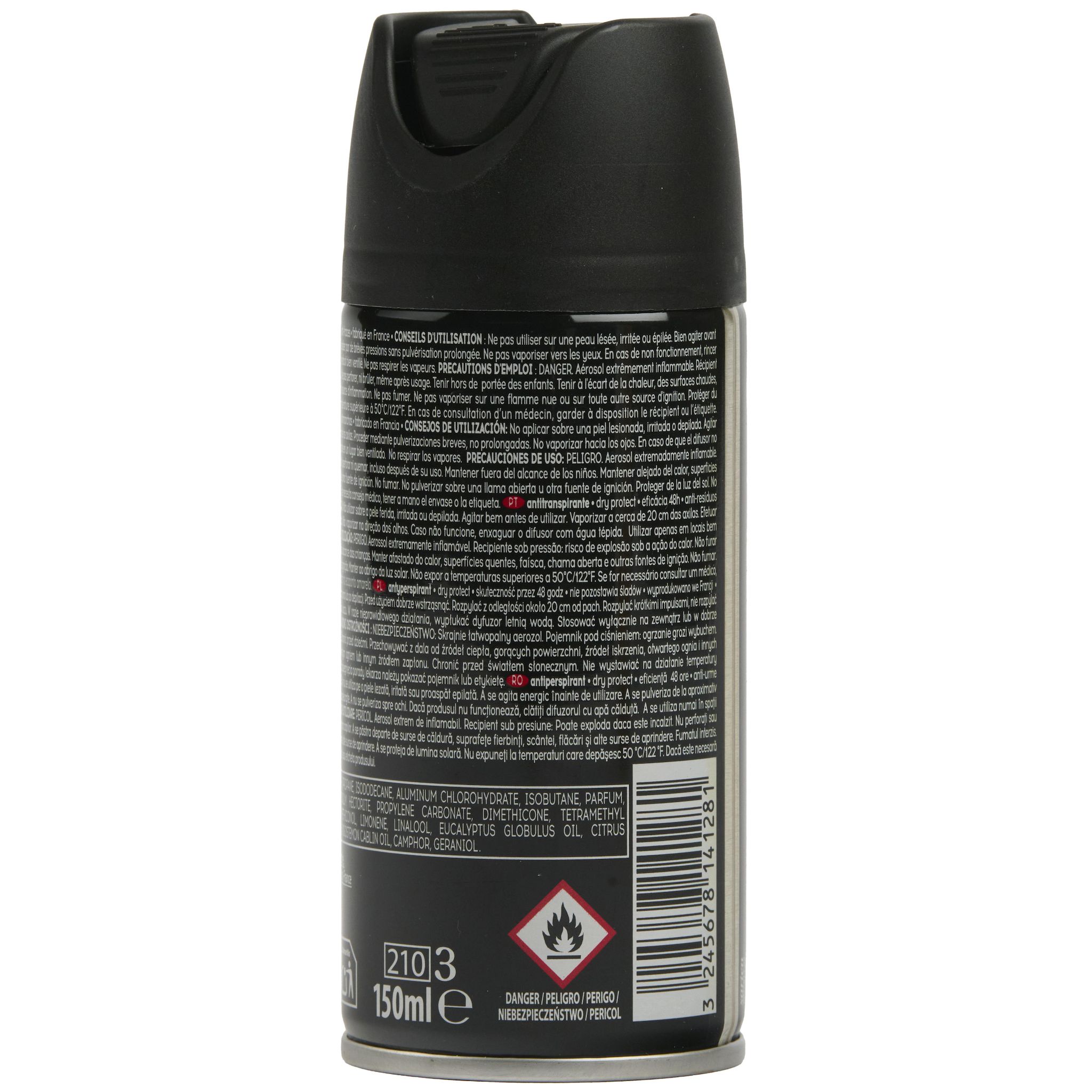 Voir la diapositive 3 : COSMIA MEN Déodorant spray homme 48h dry protect anti-traces 150ml