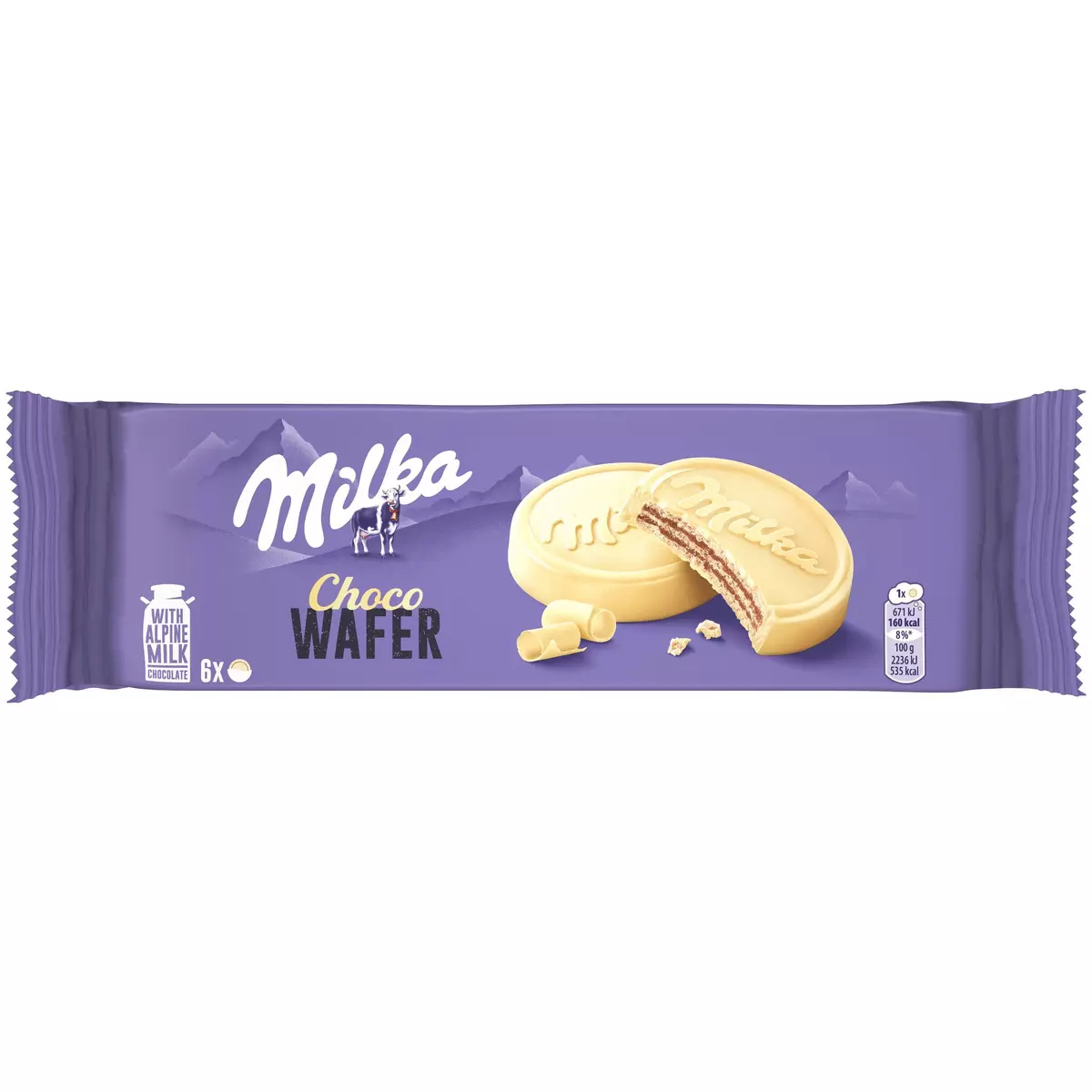 MILKA Choco wafer biscuits gaufrettes enrobées au chocolat blanc 6 pièces 180g