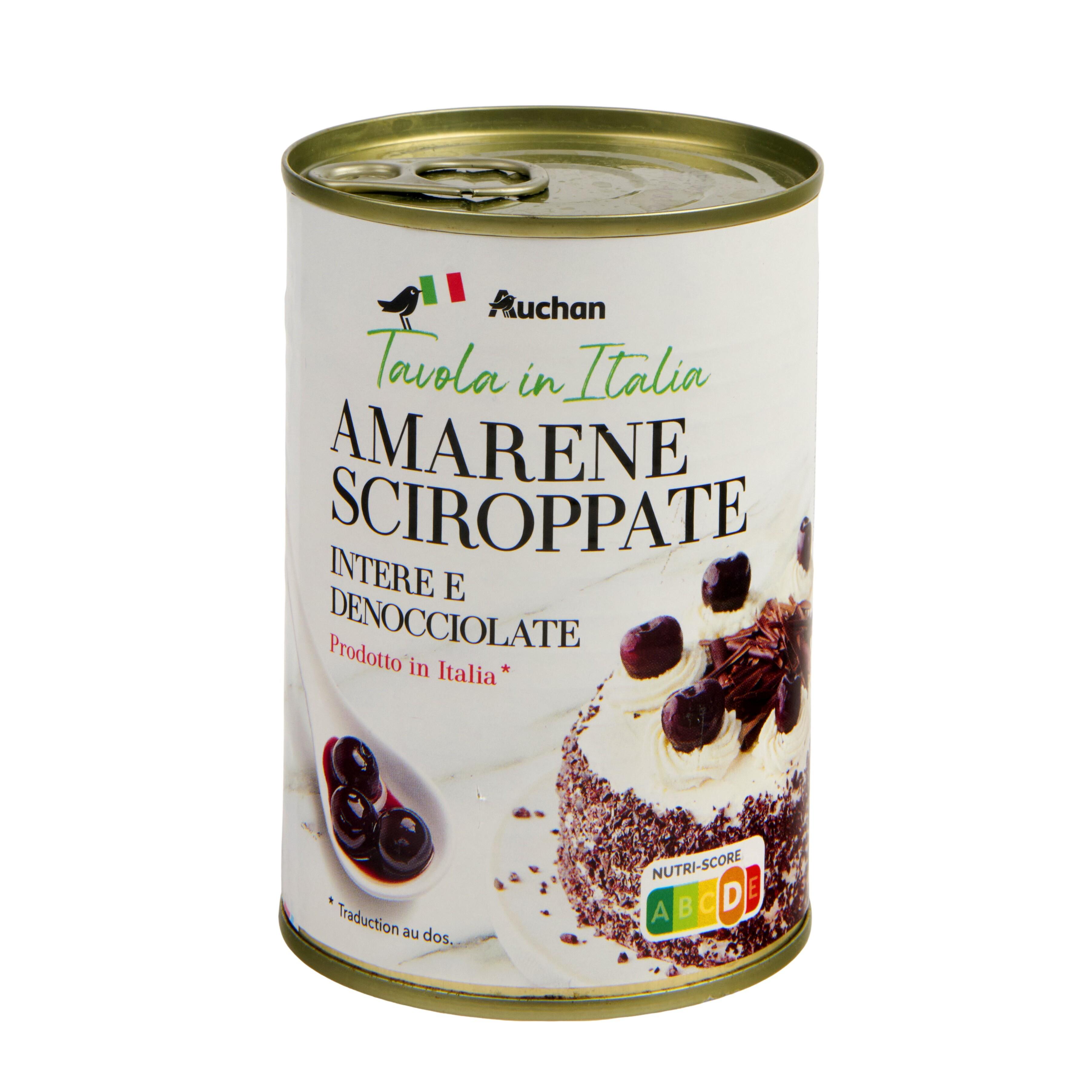 Voir la diapositive 5 : AUCHAN TAVOLA IN ITALIA Cerises amarena dénoyautées au sirop 300g
