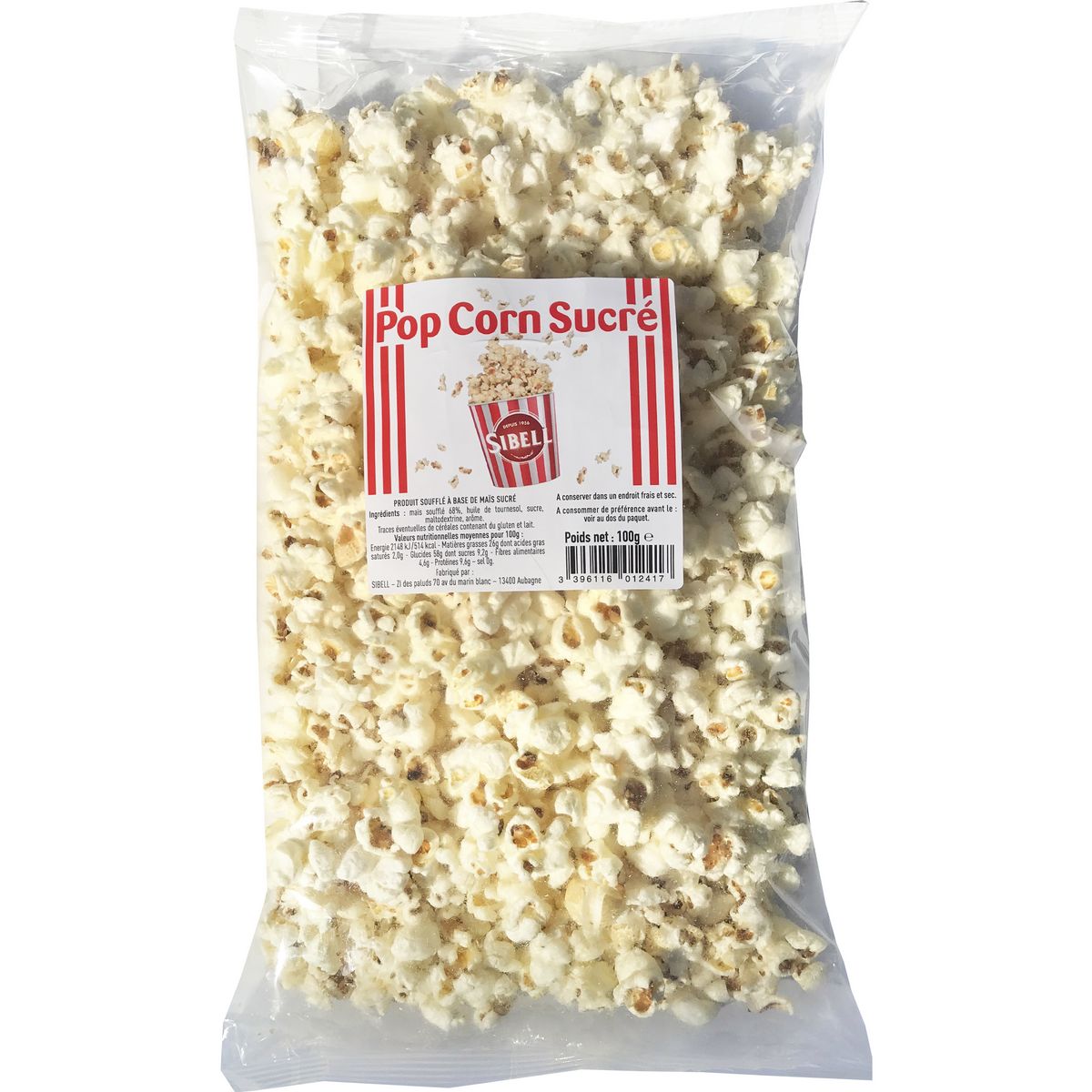 SIBELL Pop corn sucré 100g
