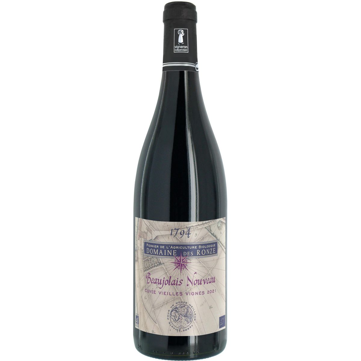 Vin rouge AOP Beaujolais nouveau bio Domaine des Ronze cuvée vieilles vignes 2021 75cl