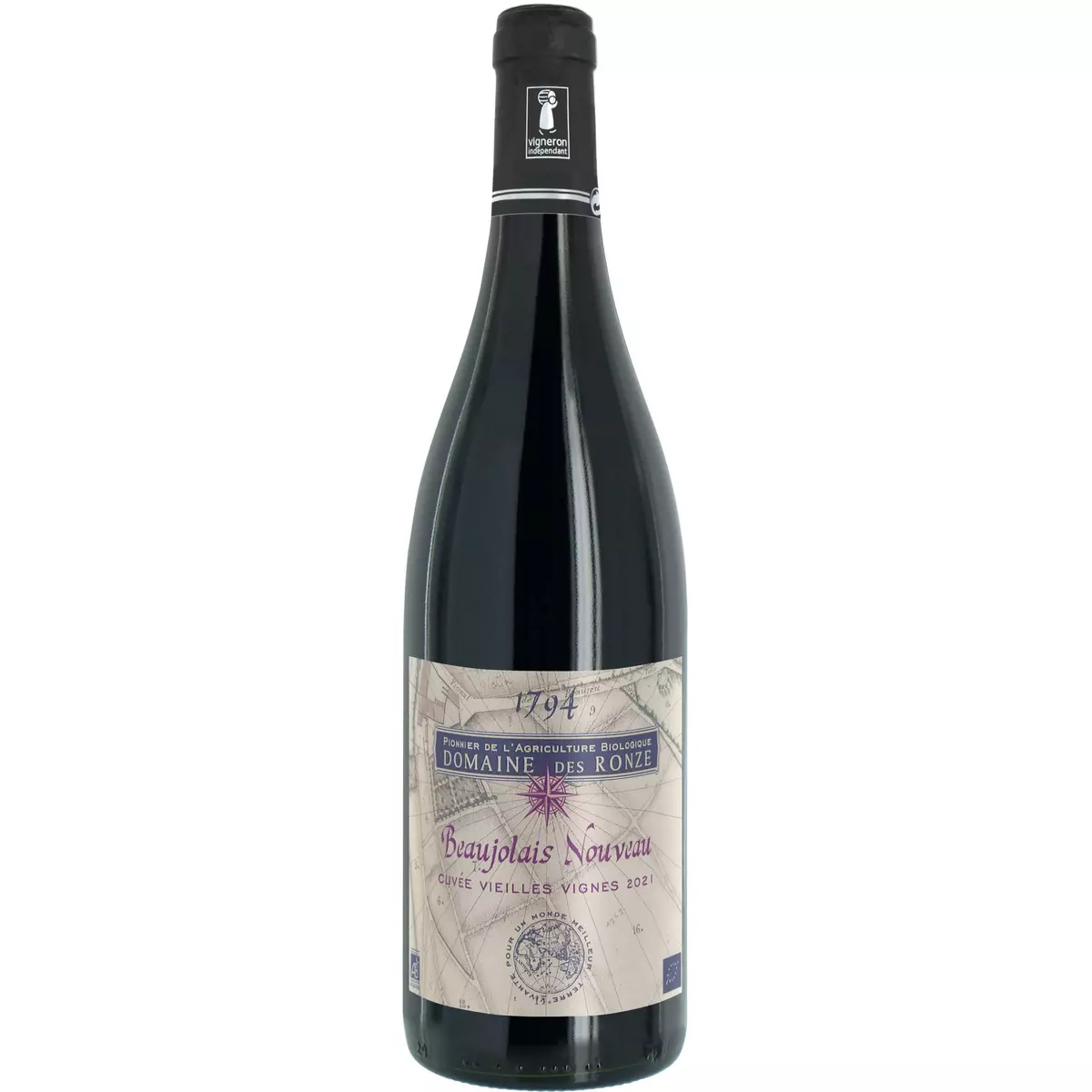 Vin rouge AOP Beaujolais nouveau bio Domaine des Ronze cuvée vieilles vignes 2021 75cl