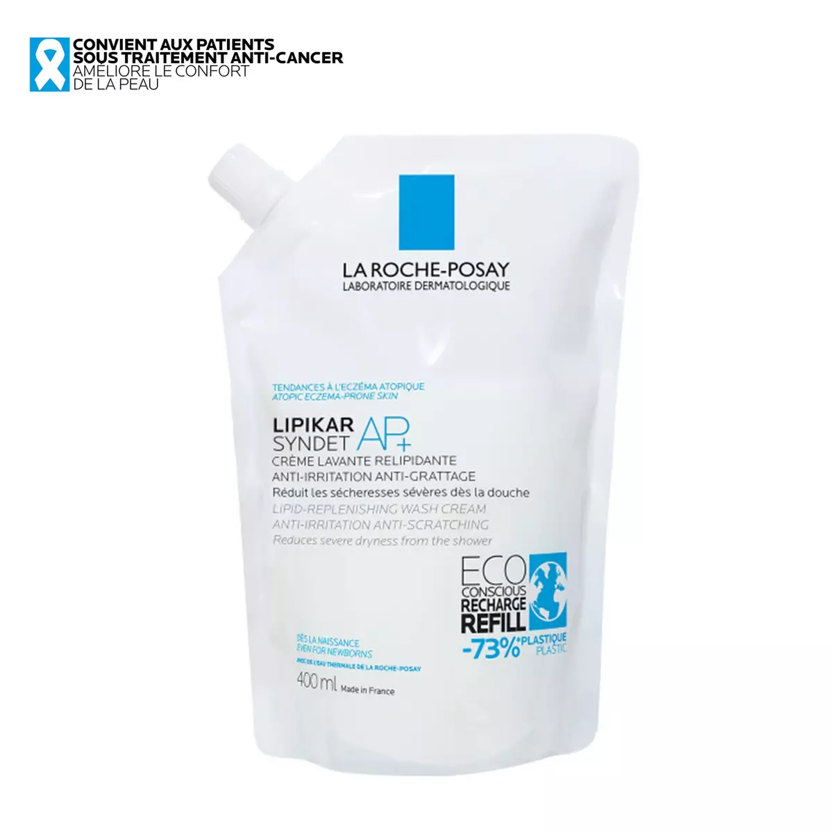 LA ROCHE POSAY Lipikiar Syndet AP+ Crème lavante relipidante anti irritations & grattages 1 crème 400ml + 1 recharge 400ml