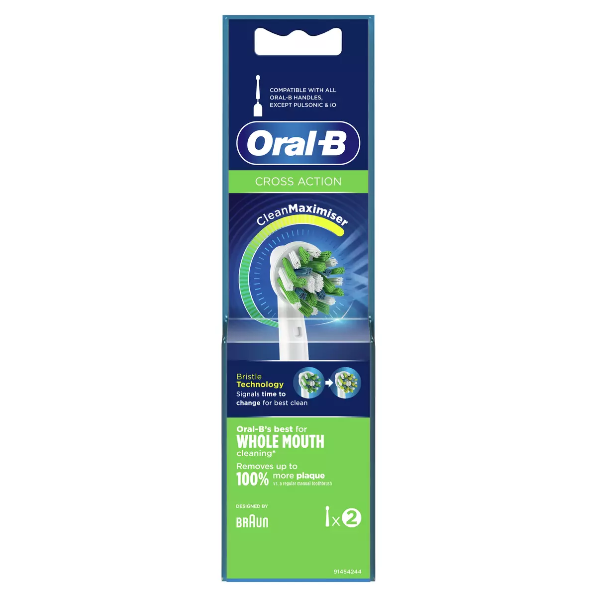 ORAL-B Recharges pour brosse à dents électrique cross action 2 recharges