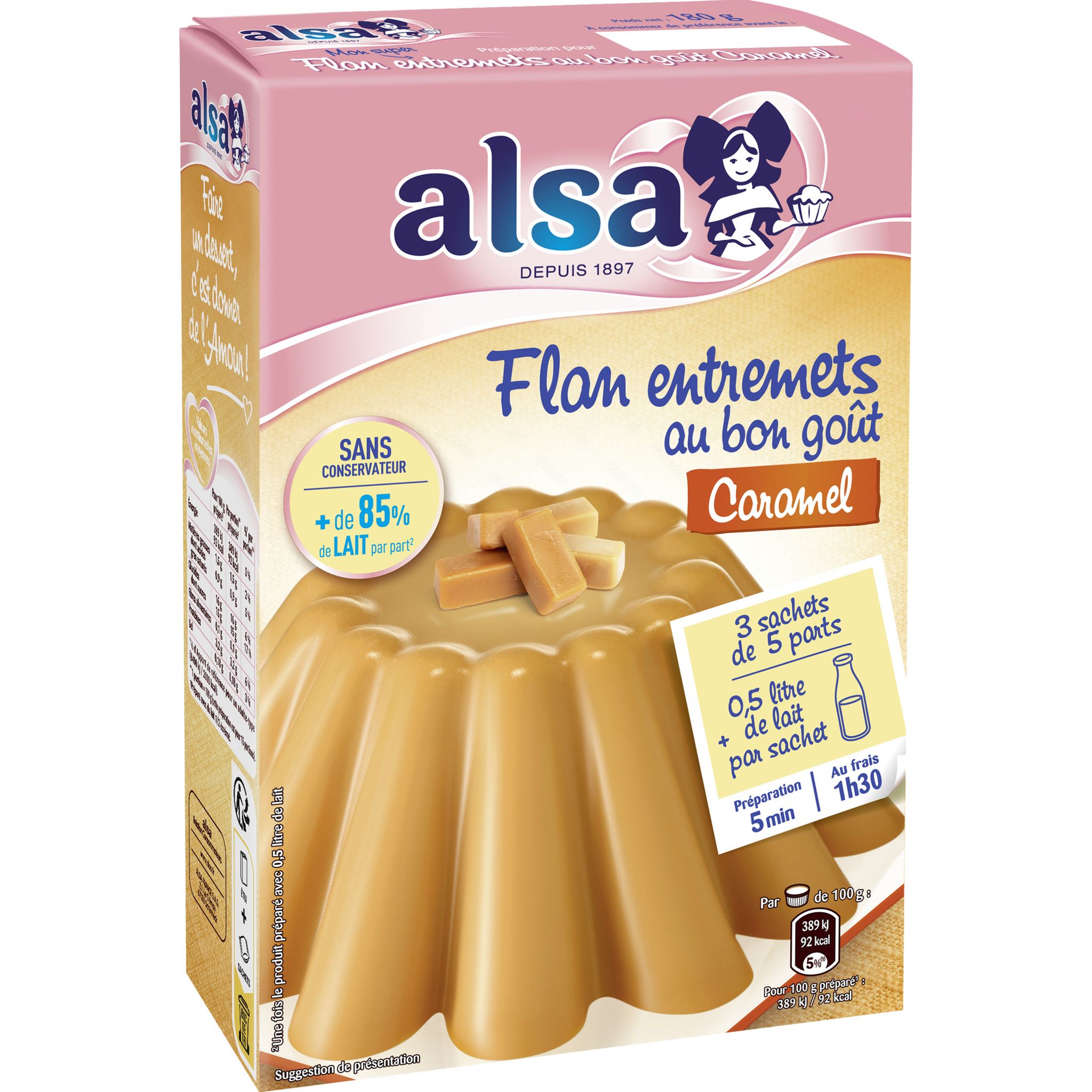 ALSA Préparation flan entremets au caramel  3x5 parts 180g