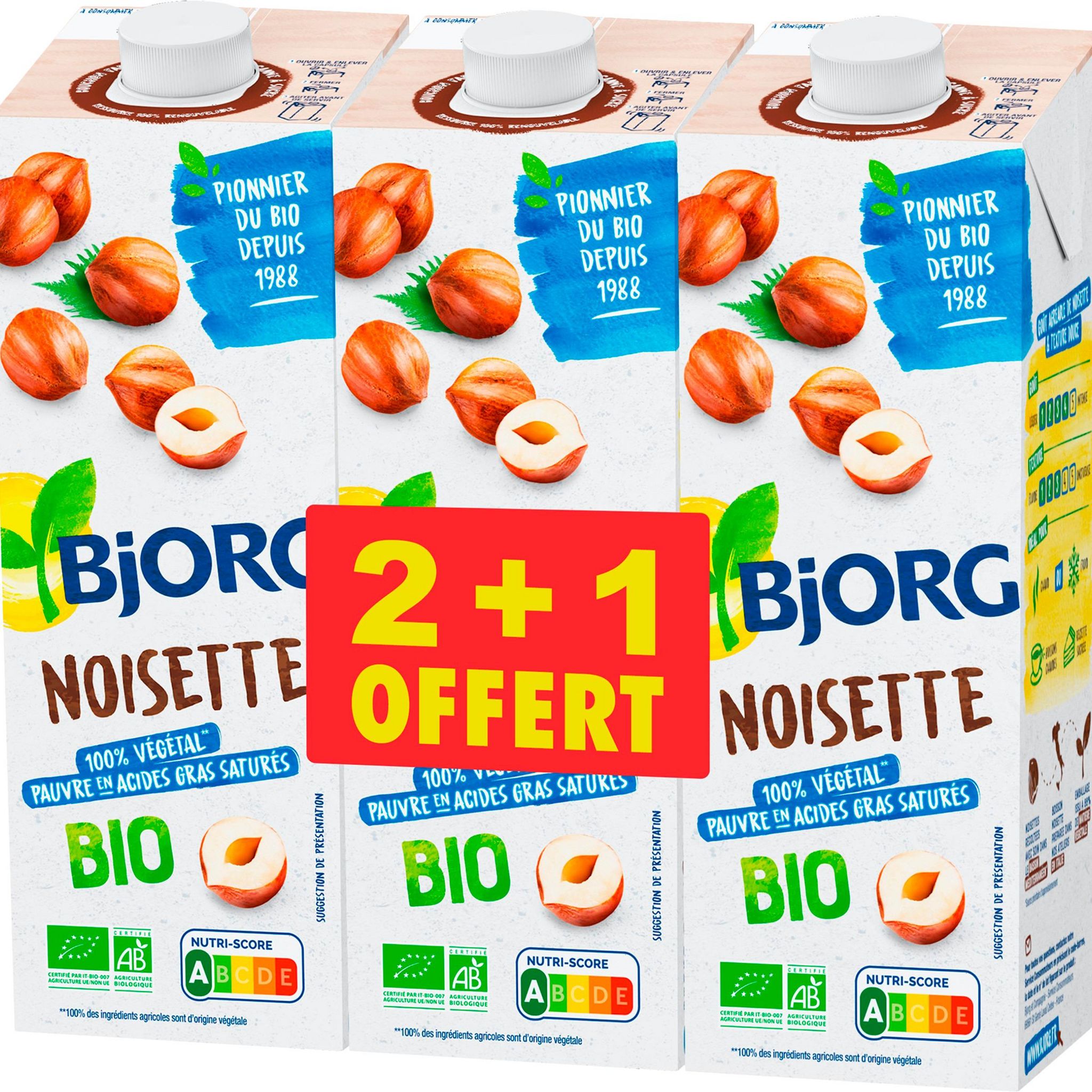 BJORG Boisson végétale à la noisette bio 3x1l