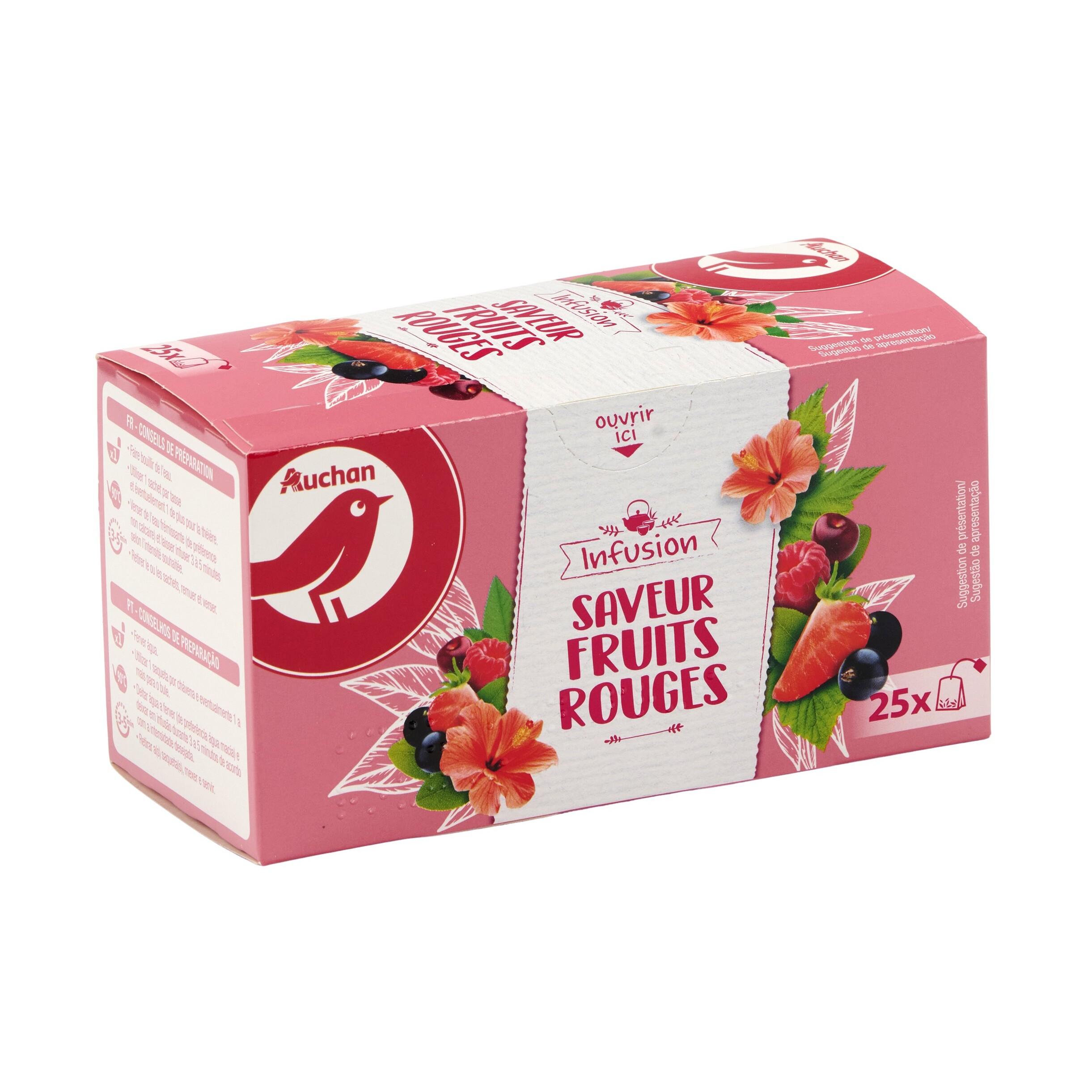 Voir la diapositive 3 : AUCHAN Infusion fruits rouges 25 sachets 38g