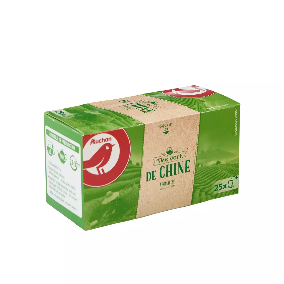 AUCHAN Thé vert de Chine aromatisé 25 sachets 32.5g
