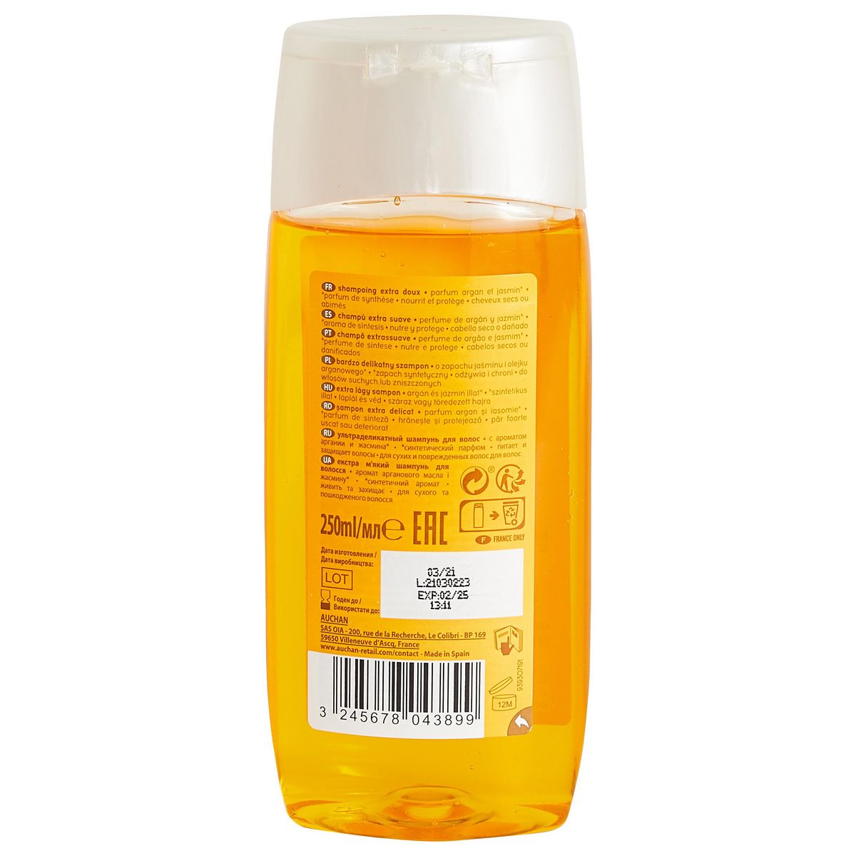 COSMIA Shampooing extra doux au parfum d'argan et de jasmin pour cheveux sec ou abîmés 250ml