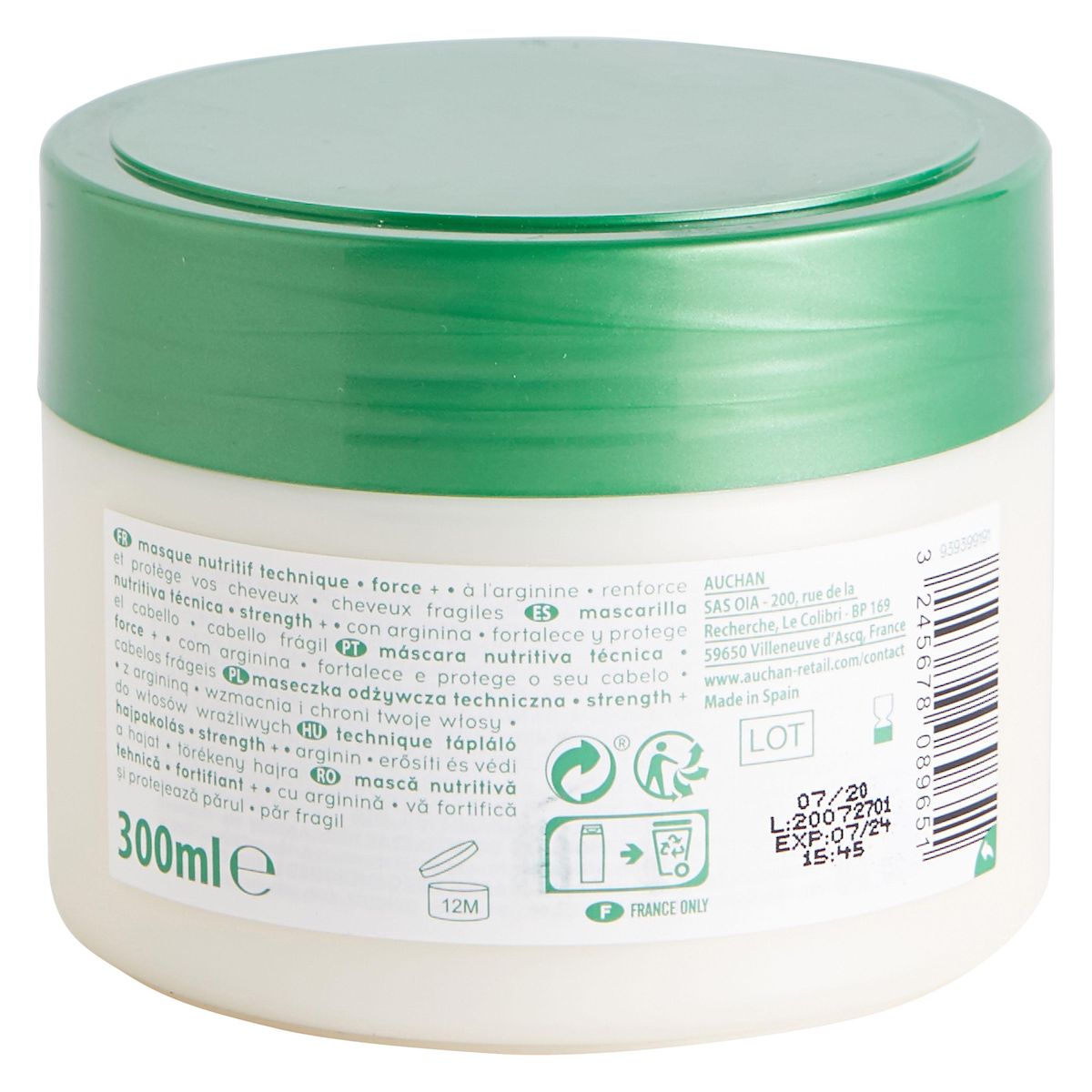 COSMIA Masque nutritif force+ à l'arginine cheveux fragiles 300ml