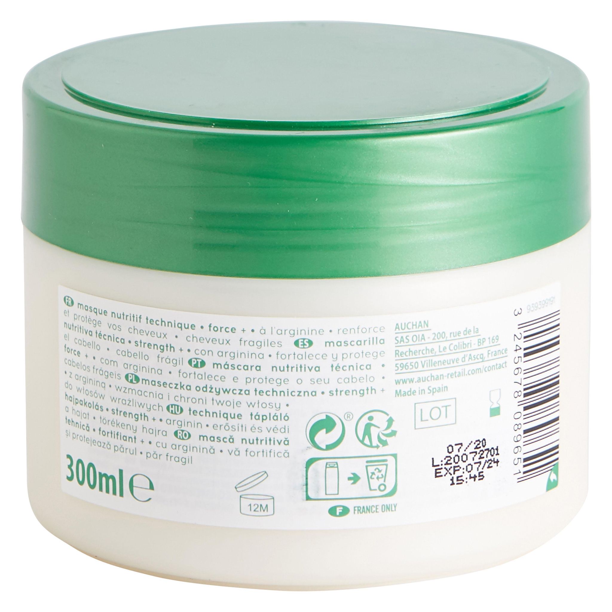 Voir la diapositive 2 : COSMIA Masque nutritif force+ à l'arginine cheveux fragiles 300ml