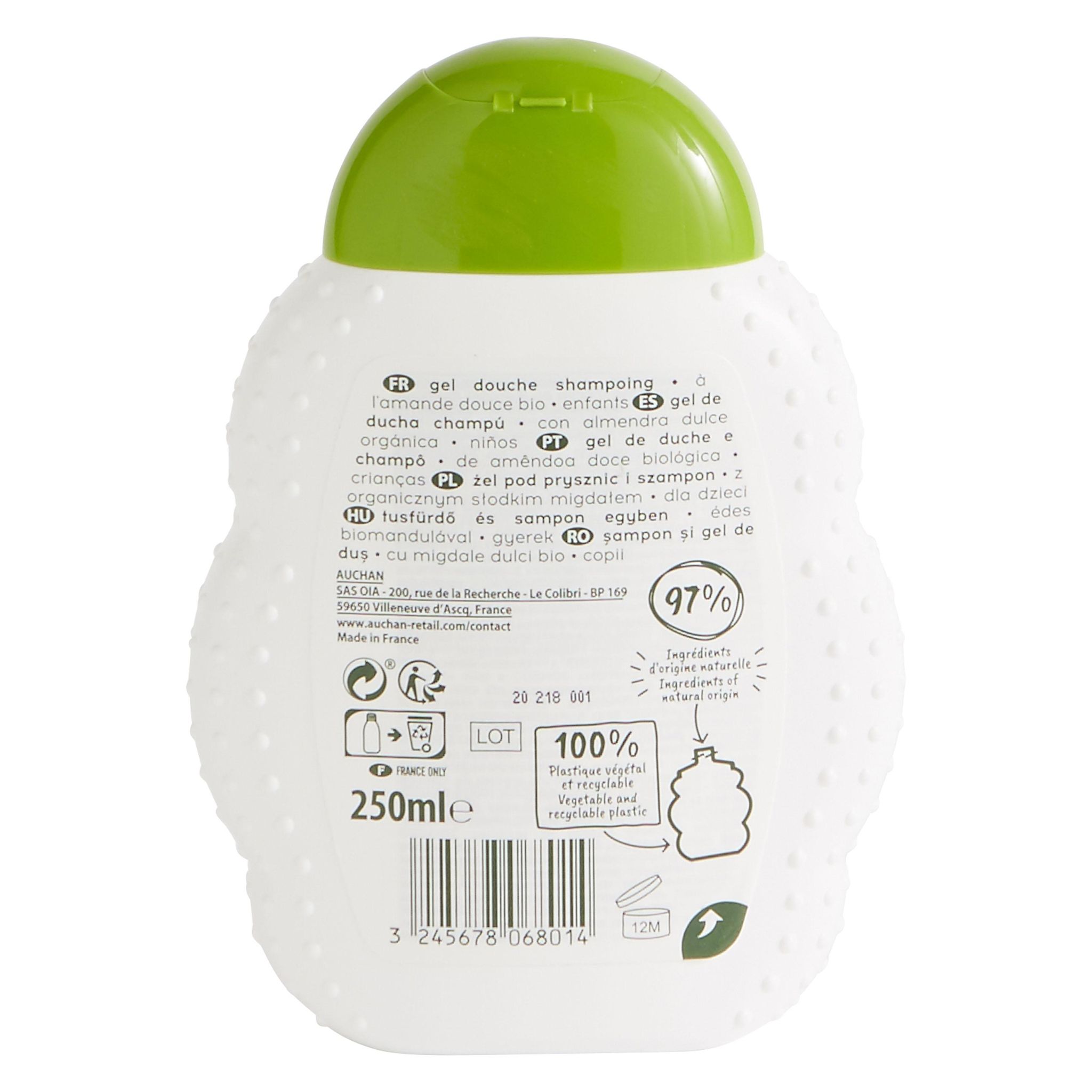 Voir la diapositive 3 : COSMIA KIDS BIO Gel douche shampooing à l'amande douce 250ml