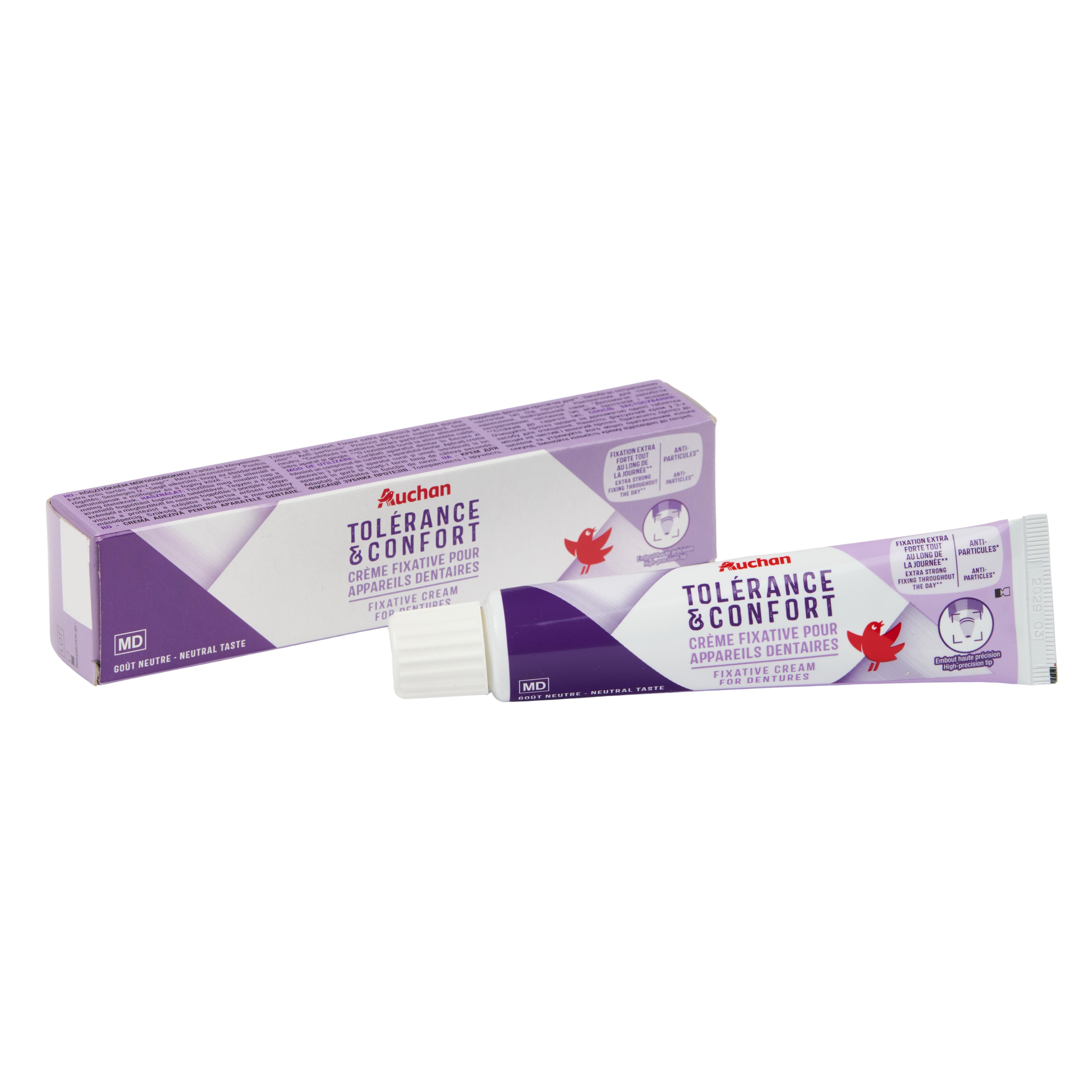 Voir la diapositive 4 : AUCHAN Crème fixative pour appareils dentaires 40g