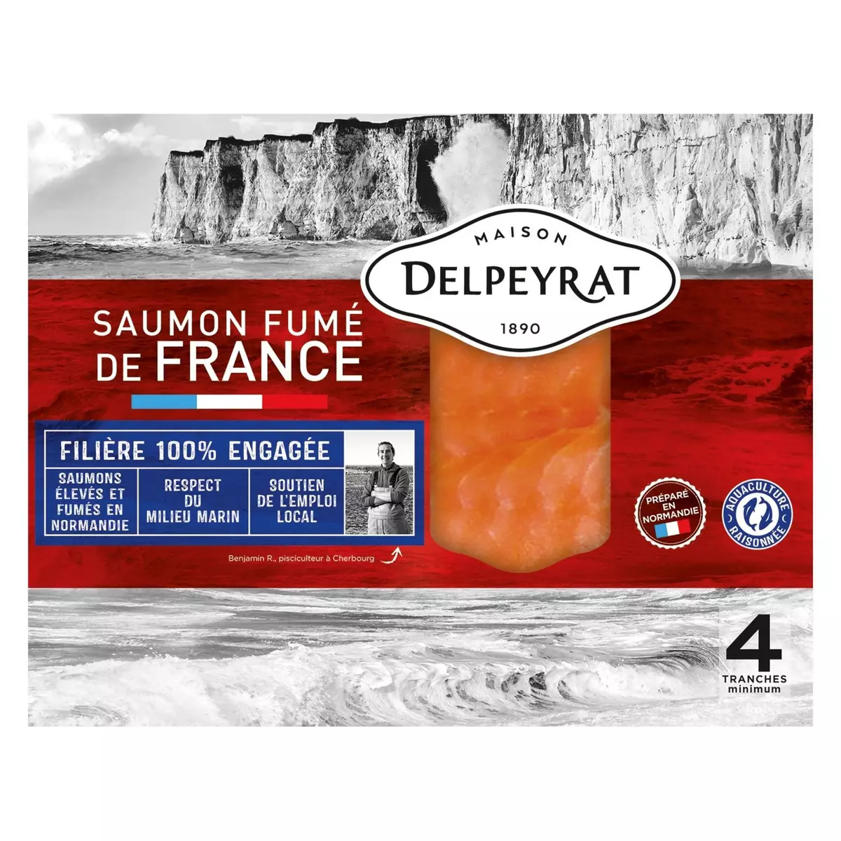 DELPEYRAT Le saumon fumé de France 4 tranches 140g