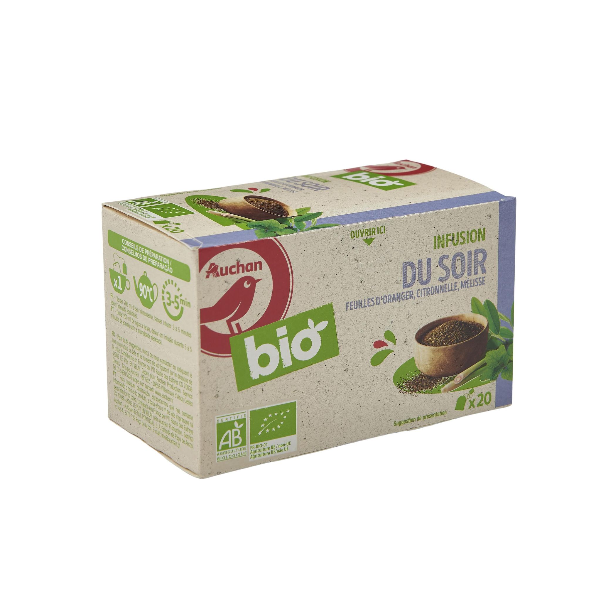 Voir la diapositive 2 : AUCHAN BIO Infusion du soir 20 sachets 30g