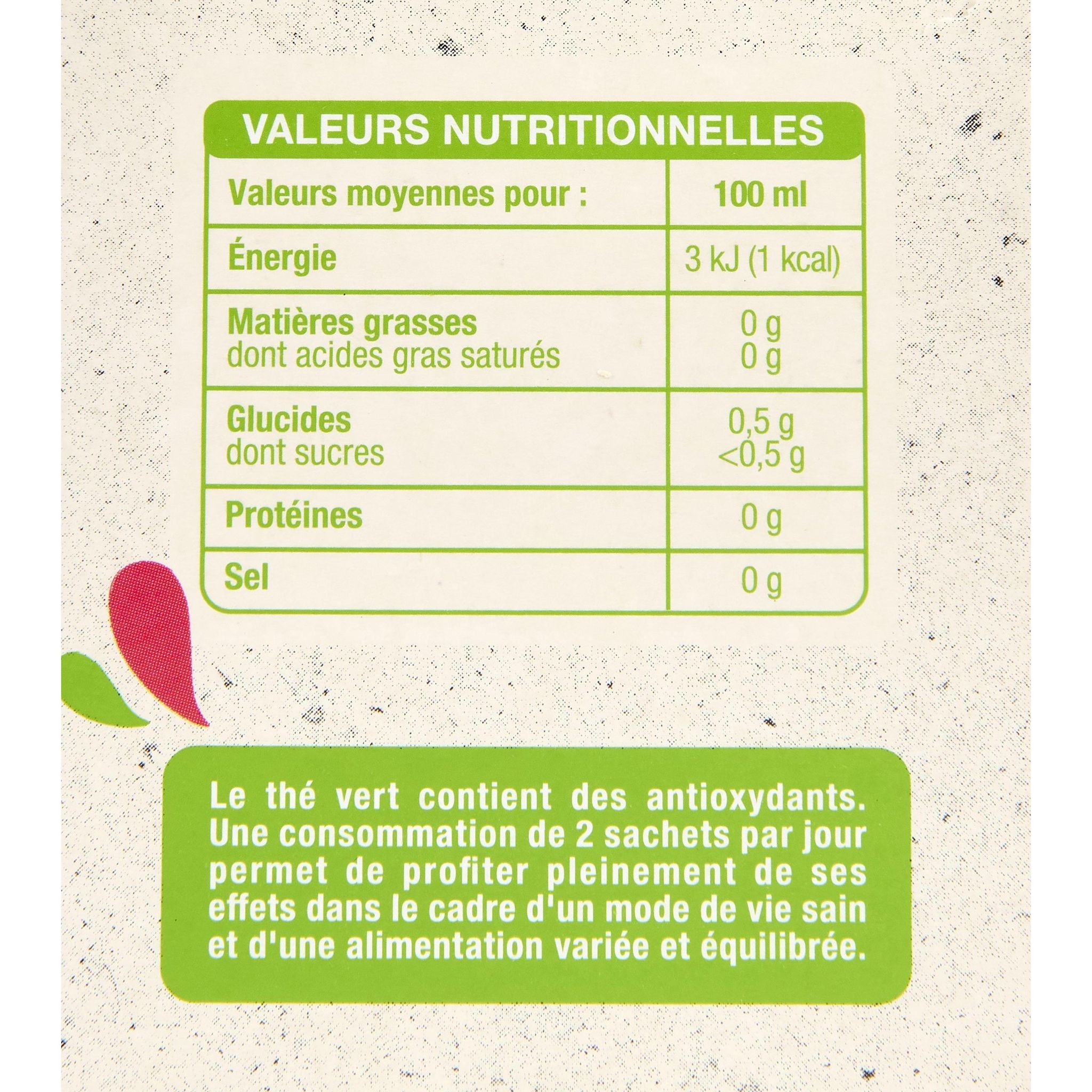 Voir la diapositive 2 : AUCHAN BIO Infusion antioxydante fleur de framboisier et thé vert 20 sachets 30g