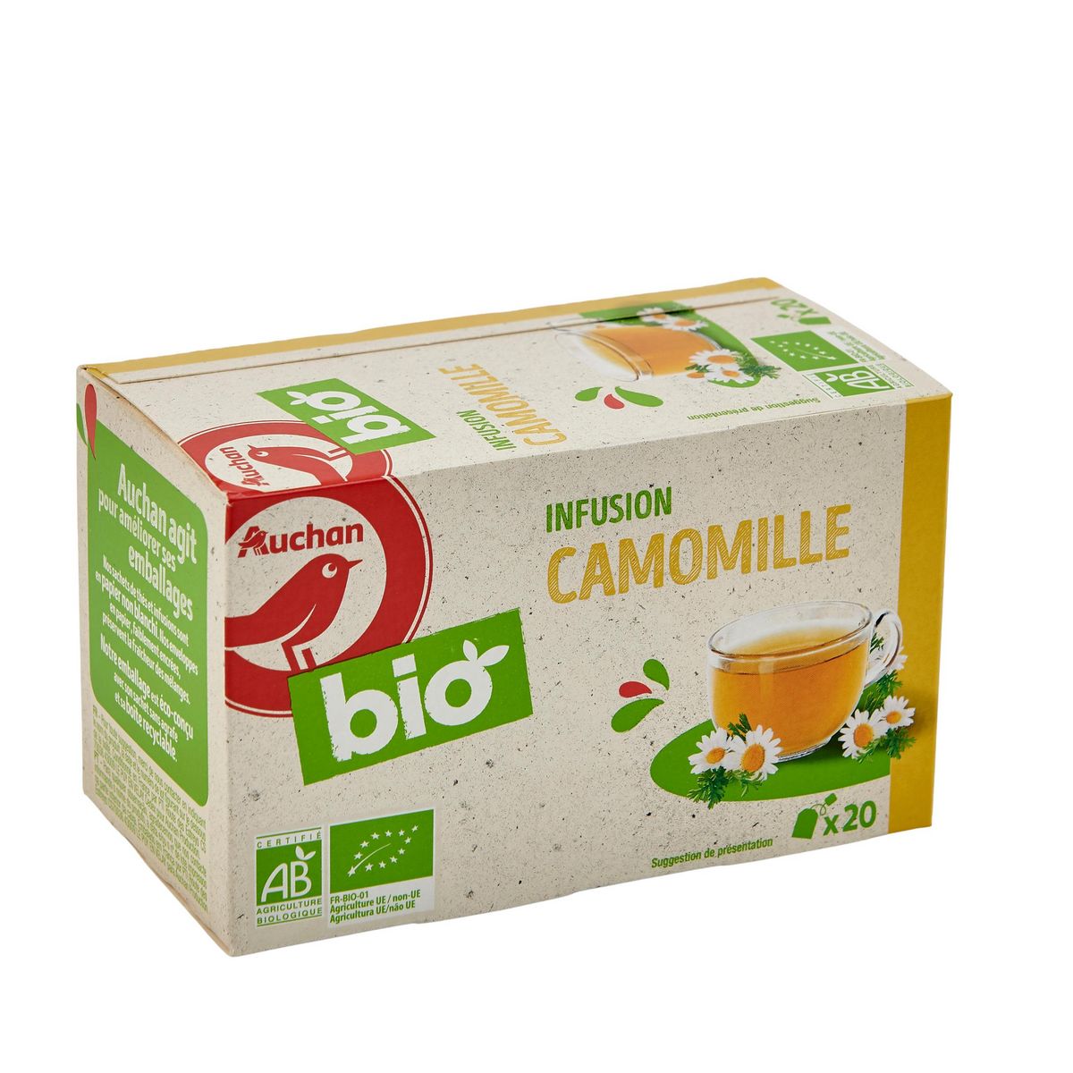 AUCHAN BIO Infusion camomille 20 sachets 18g