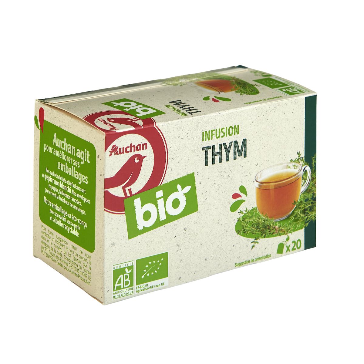 AUCHAN BIO Infusion thym 20 sachets 26g