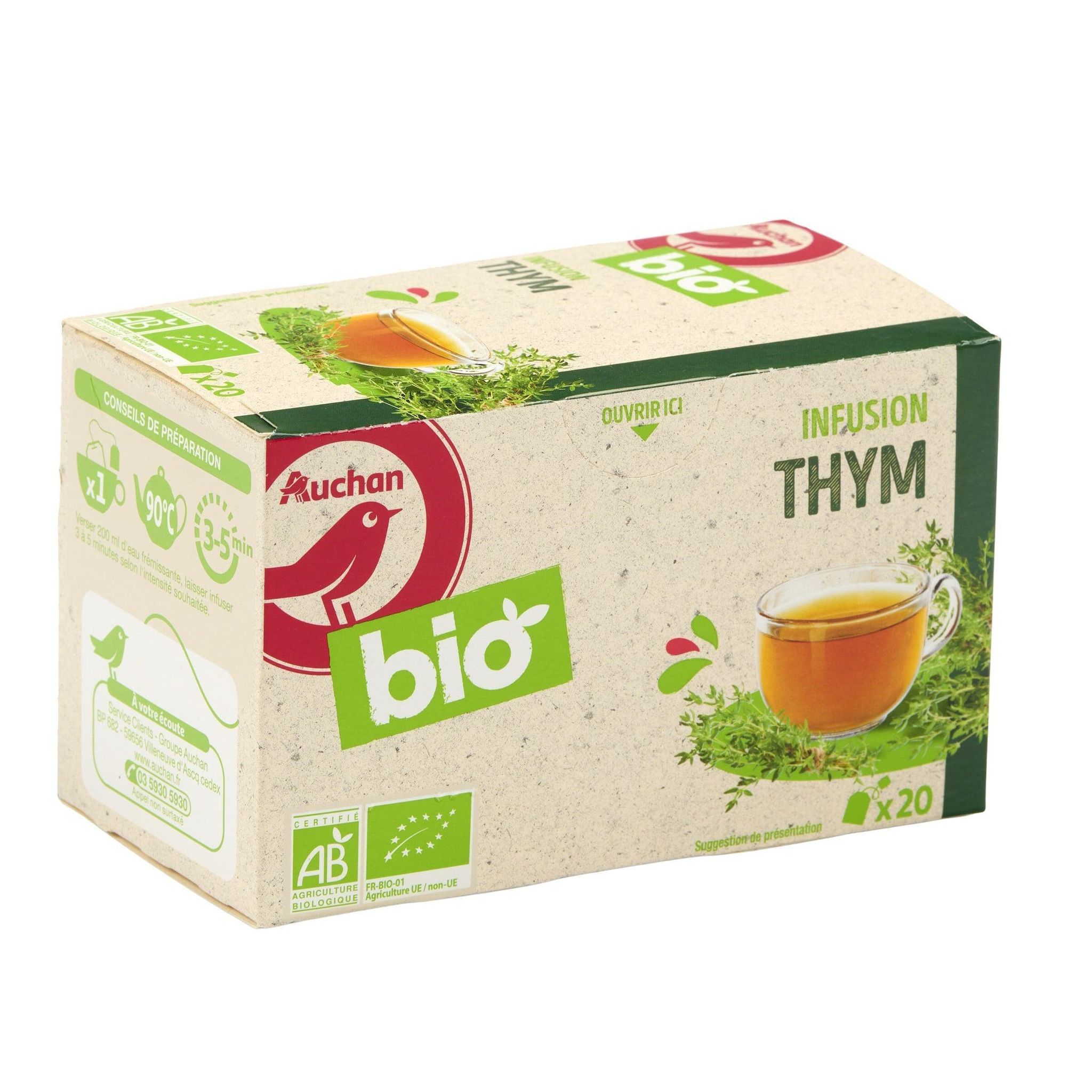 Voir la diapositive 3 : AUCHAN BIO Infusion thym 20 sachets 26g