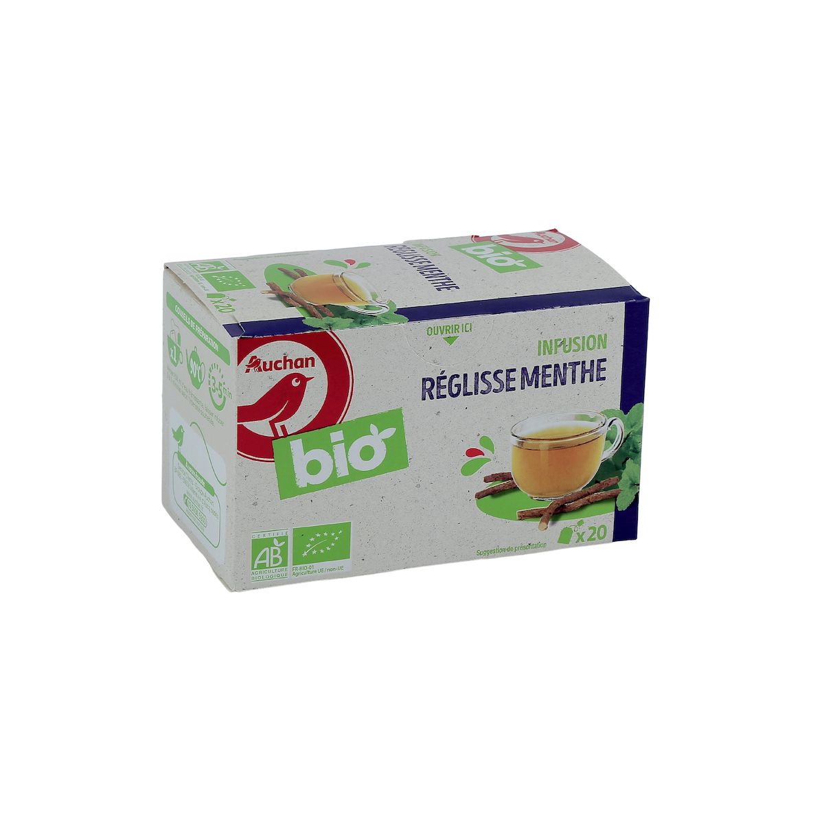 AUCHAN BIO Infusion réglisse menthe 20 sachets 30g