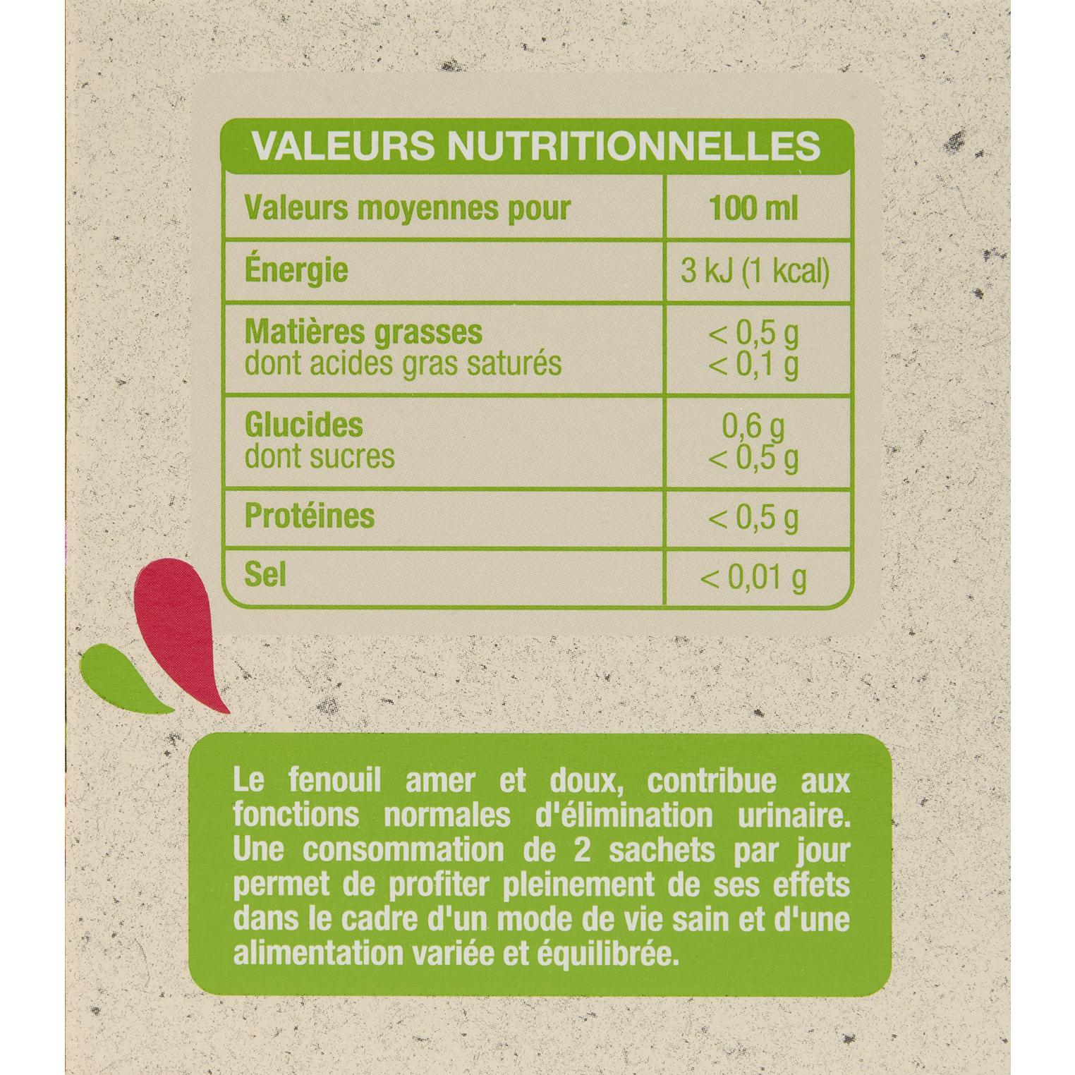 Voir la diapositive 3 : AUCHAN BIO Infusion élimination citronnelle fenouil et gingembre 20 sachets 30g