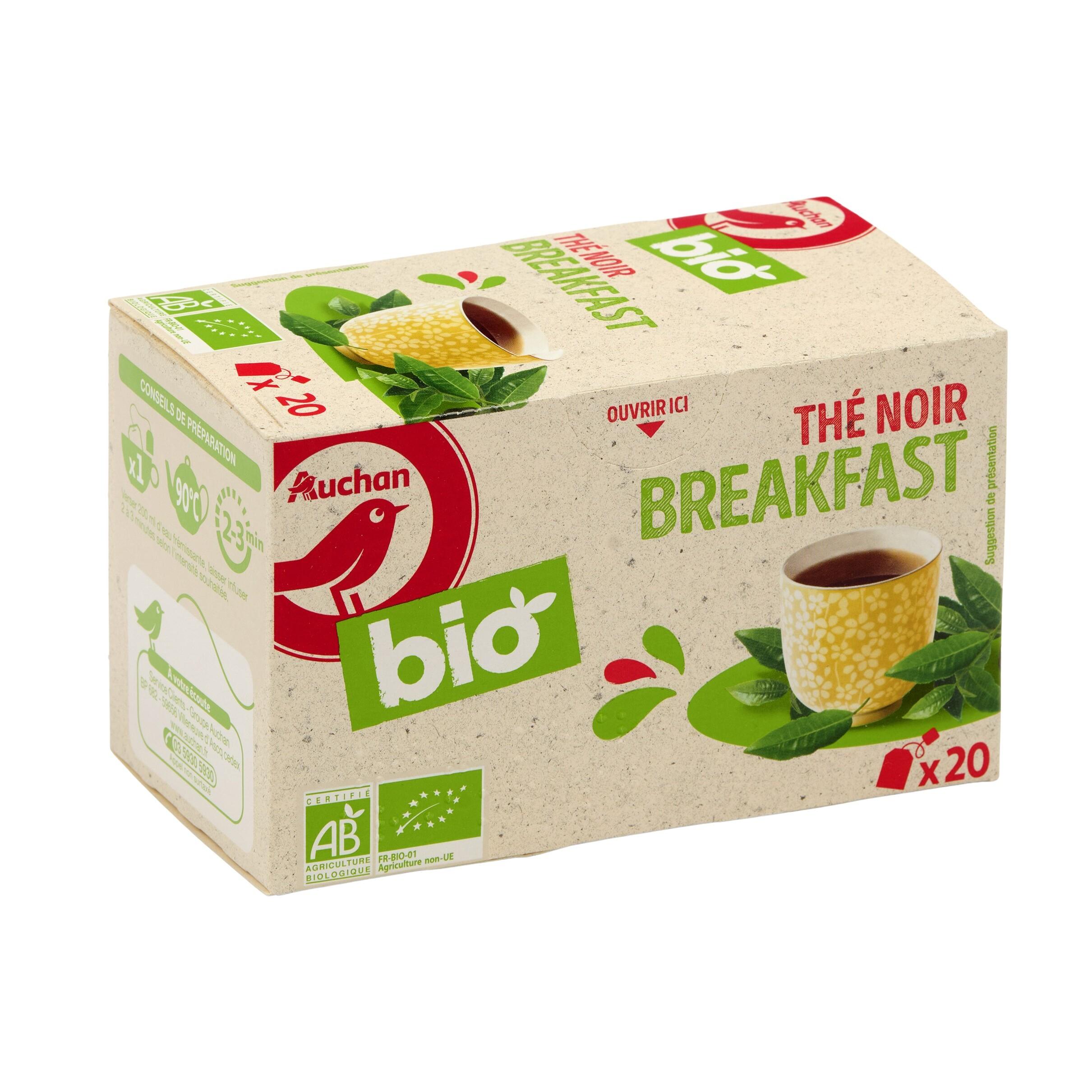 Voir la diapositive 3 : AUCHAN BIO Thé noir breakfast 20 sachets 36g