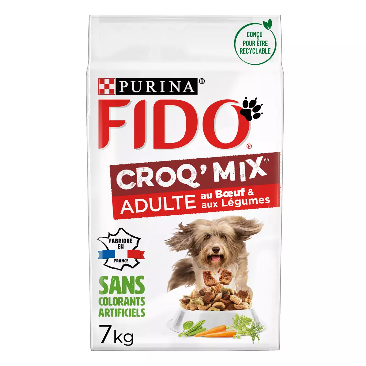 PURINA Fido croquettes au boeuf et légumes Croq'mix pour chien adulte 7 kg