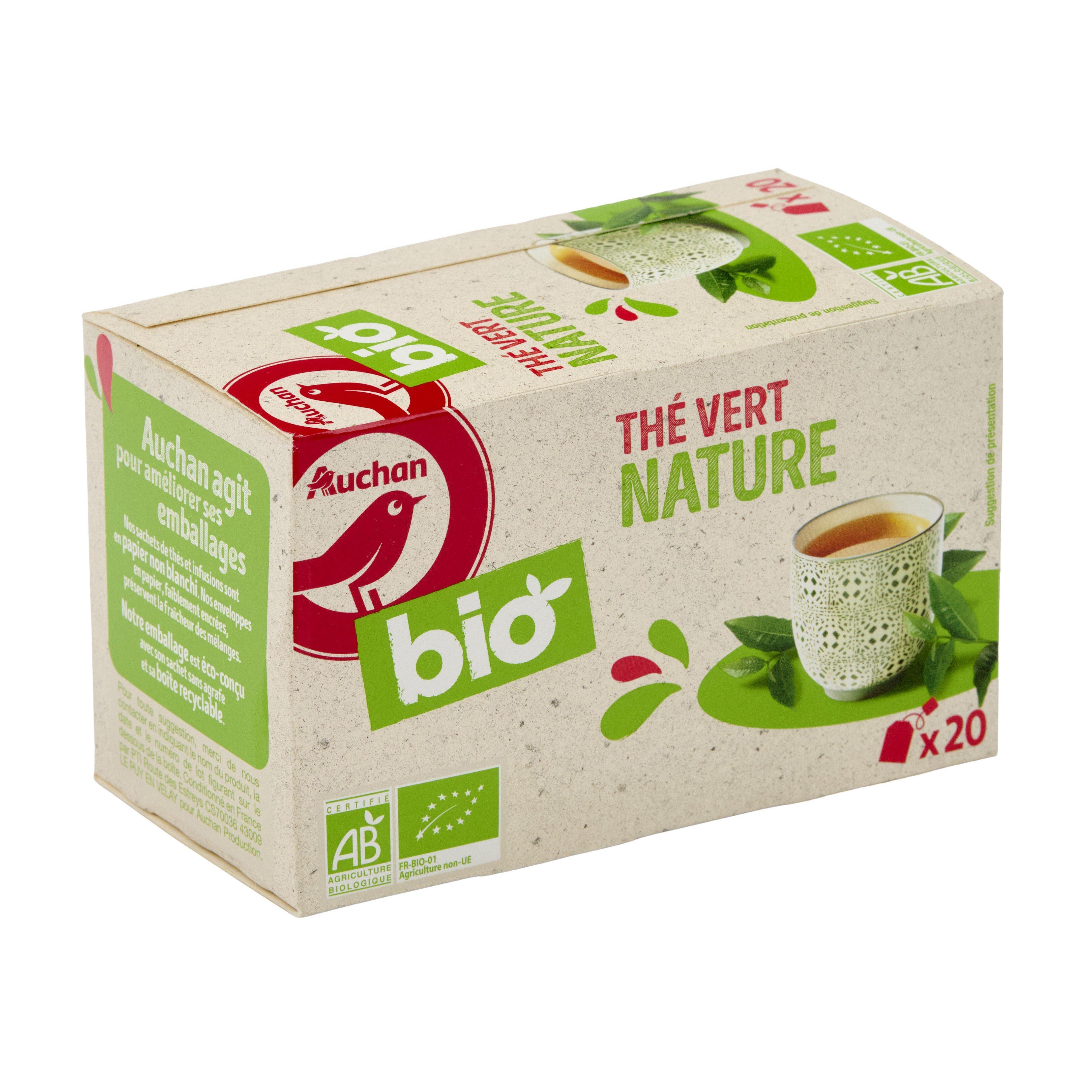 Voir la diapositive 2 : AUCHAN BIO Thé vert nature 20 sachets 36g