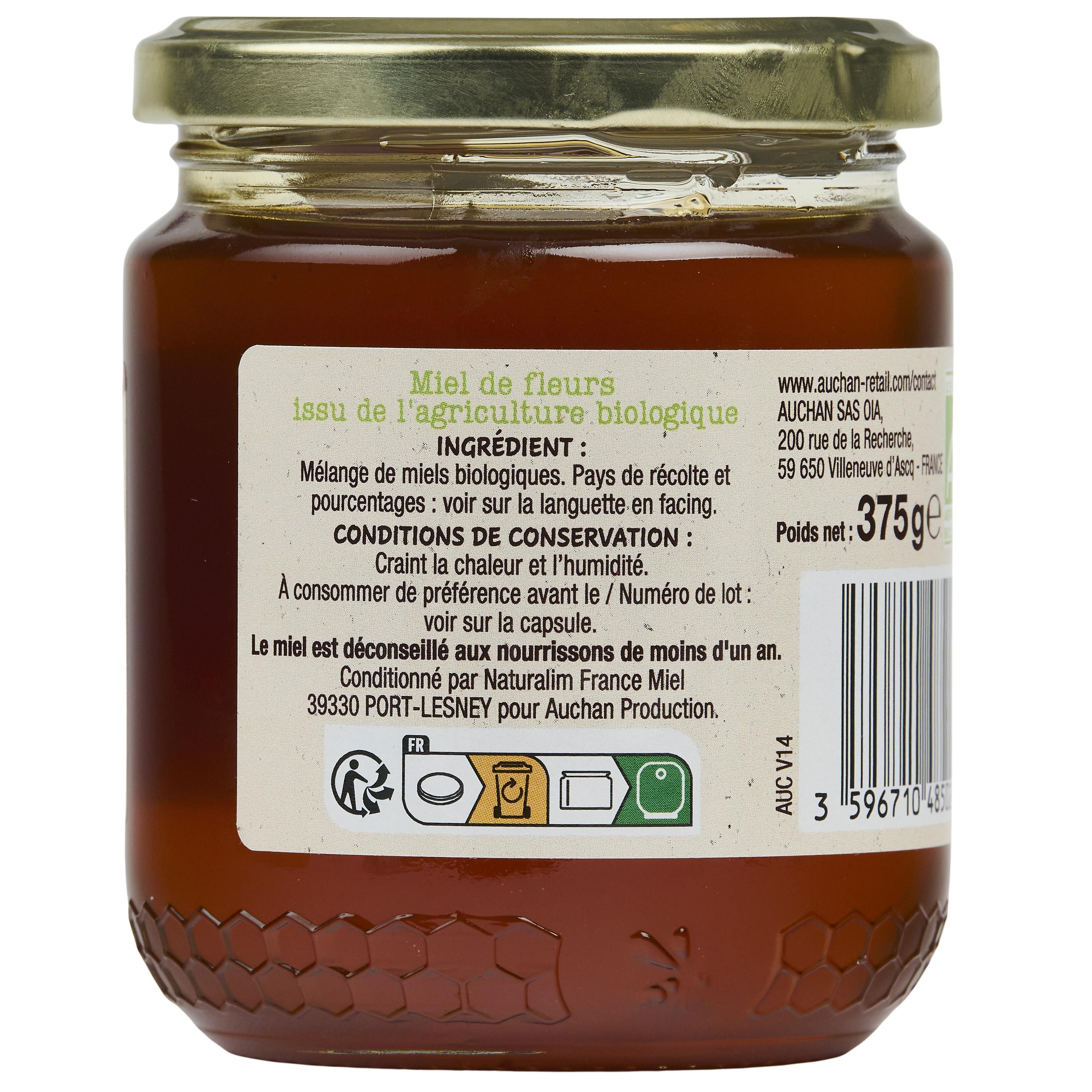 Voir la diapositive 3 : AUCHAN BIO Miel liquide en bocal 375g