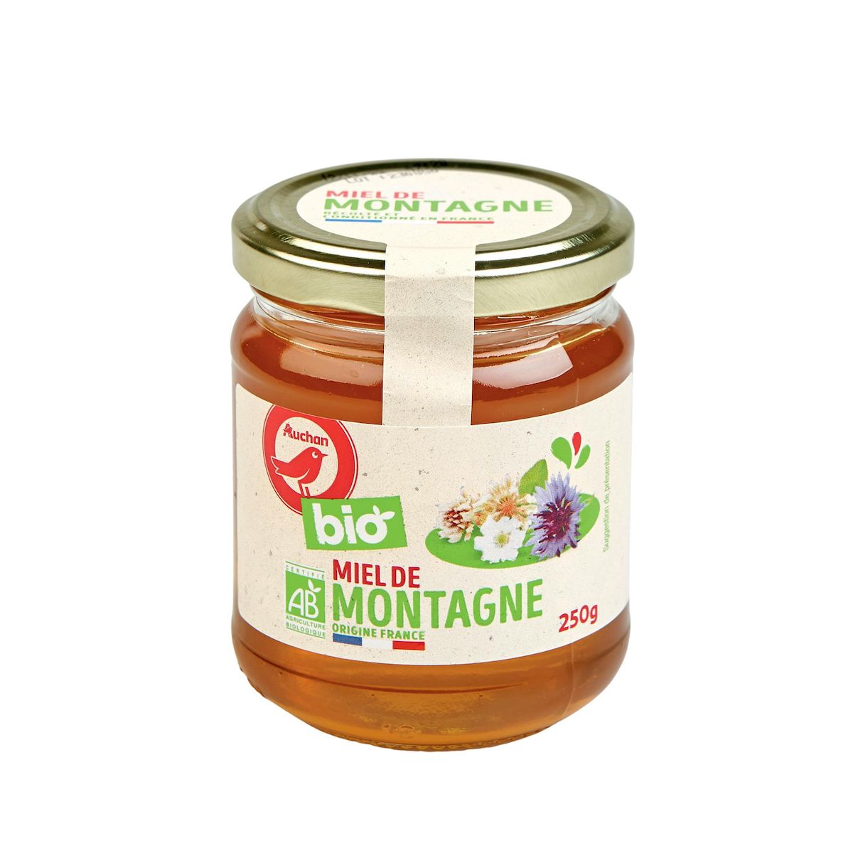 AUCHAN BIO CULTIVONS LE BON Miel liquide de montagne 250g