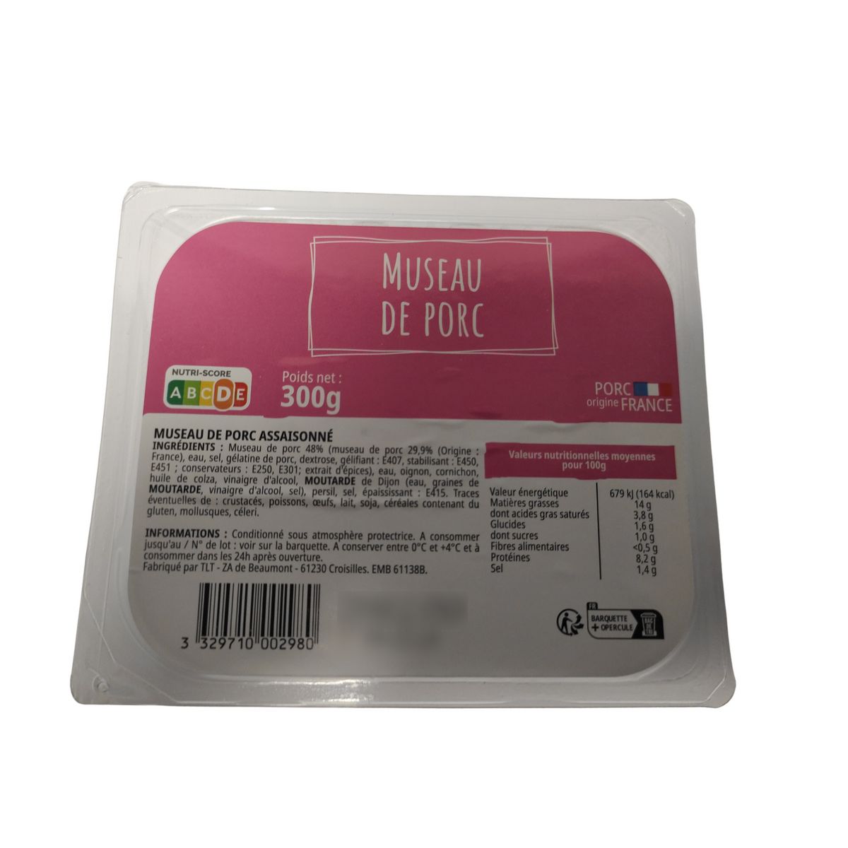 Museau de porc assaisonné 300g