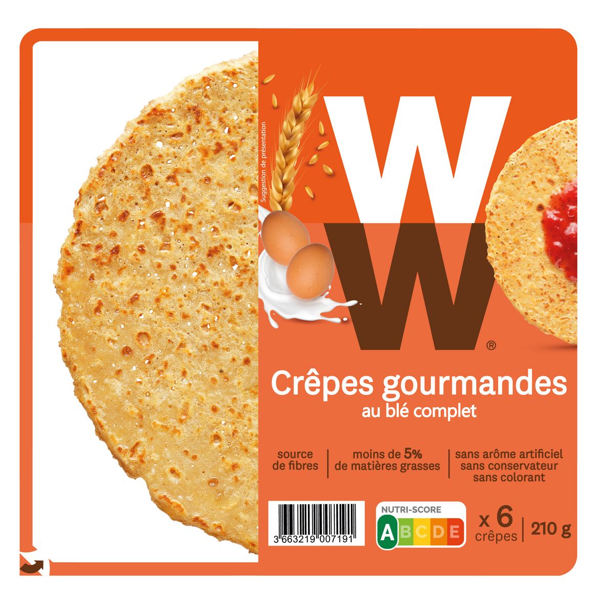 WEIGHT WATCHERS Crêpes gourmandes au blé complet 6 pièces 210g