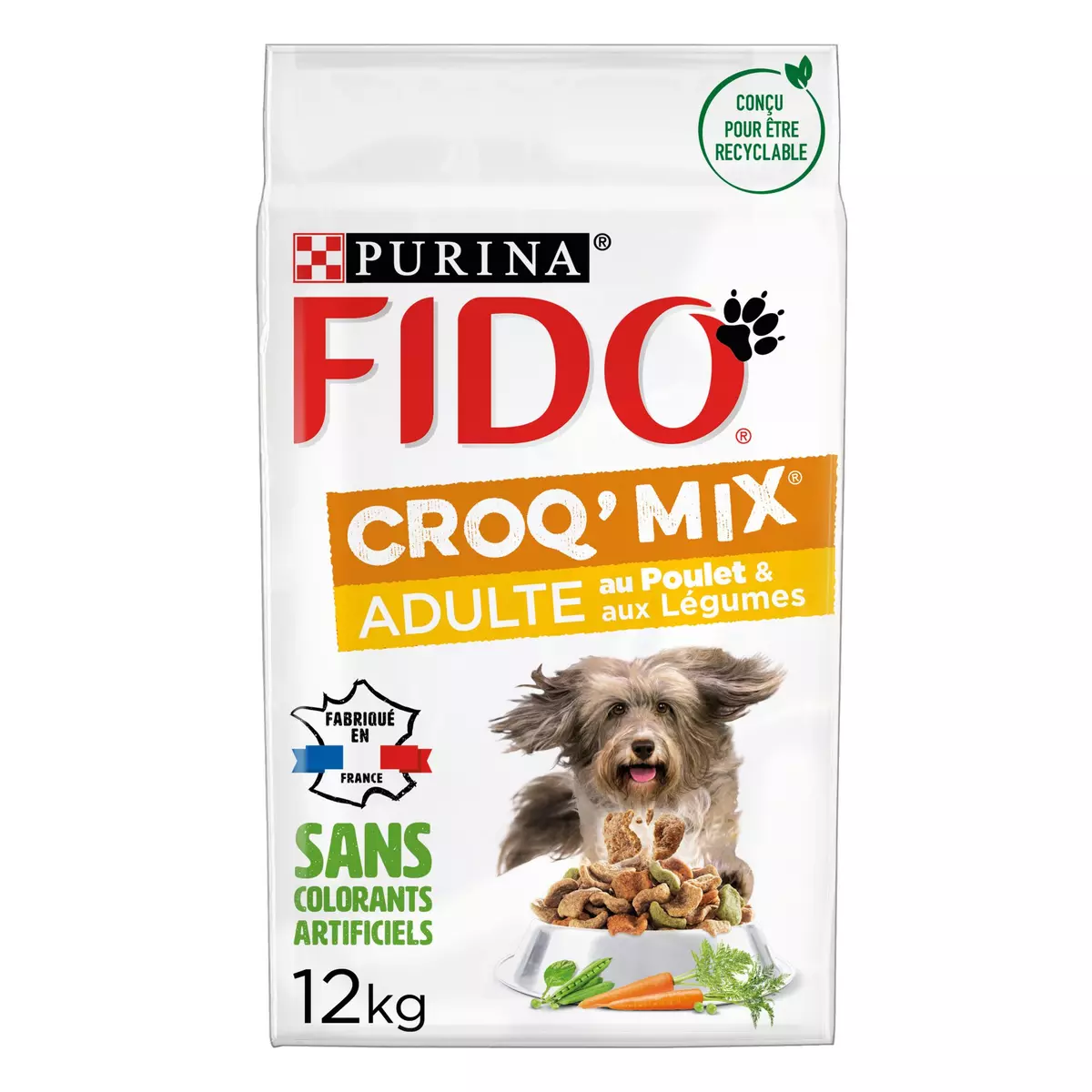 FIDO croq'mix croquettes au poulet et légumes pour chien adulte 12kg