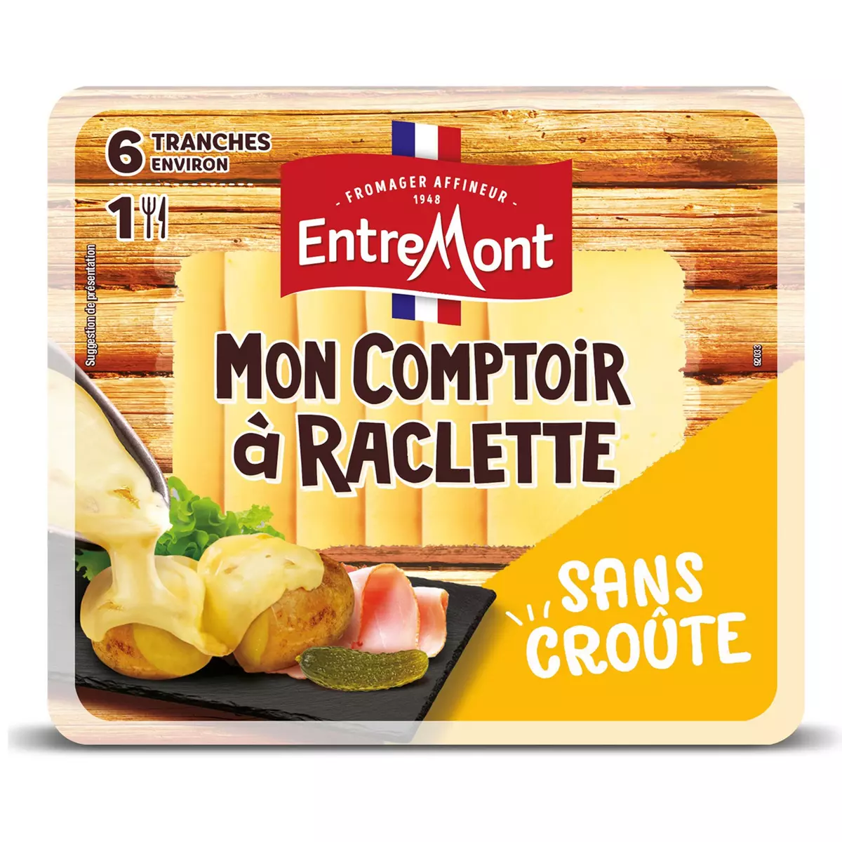 ENTREMONT Mon comptoir à raclette fromage sans croûte  6 tranches environ 140g