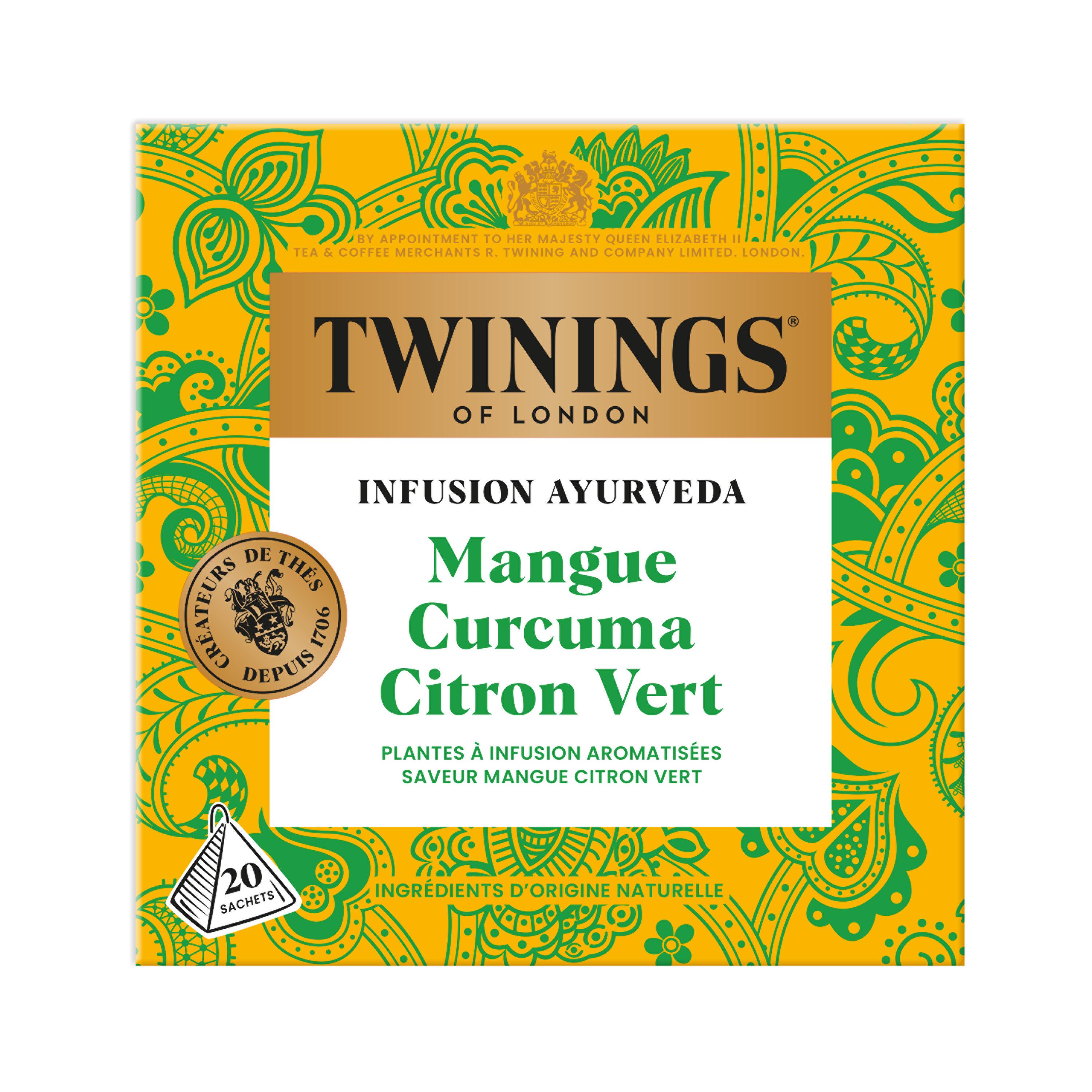 Voir la diapositive 2 : TWININGS Infusion ayurveda mangue citron vert 20 sachets 30g