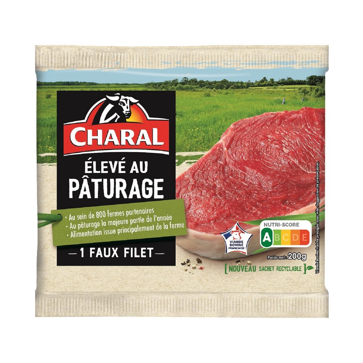 CHARAL Faux filet élevé au pâturage 1 pièce 200g