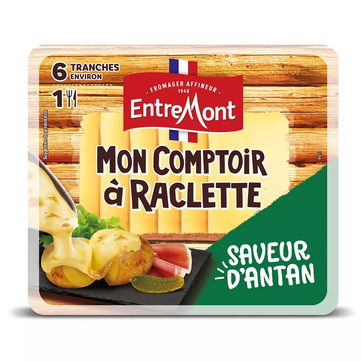 ENTREMONT Mon comptoir à raclette fromage saveur d'antan  6 tranches 140g