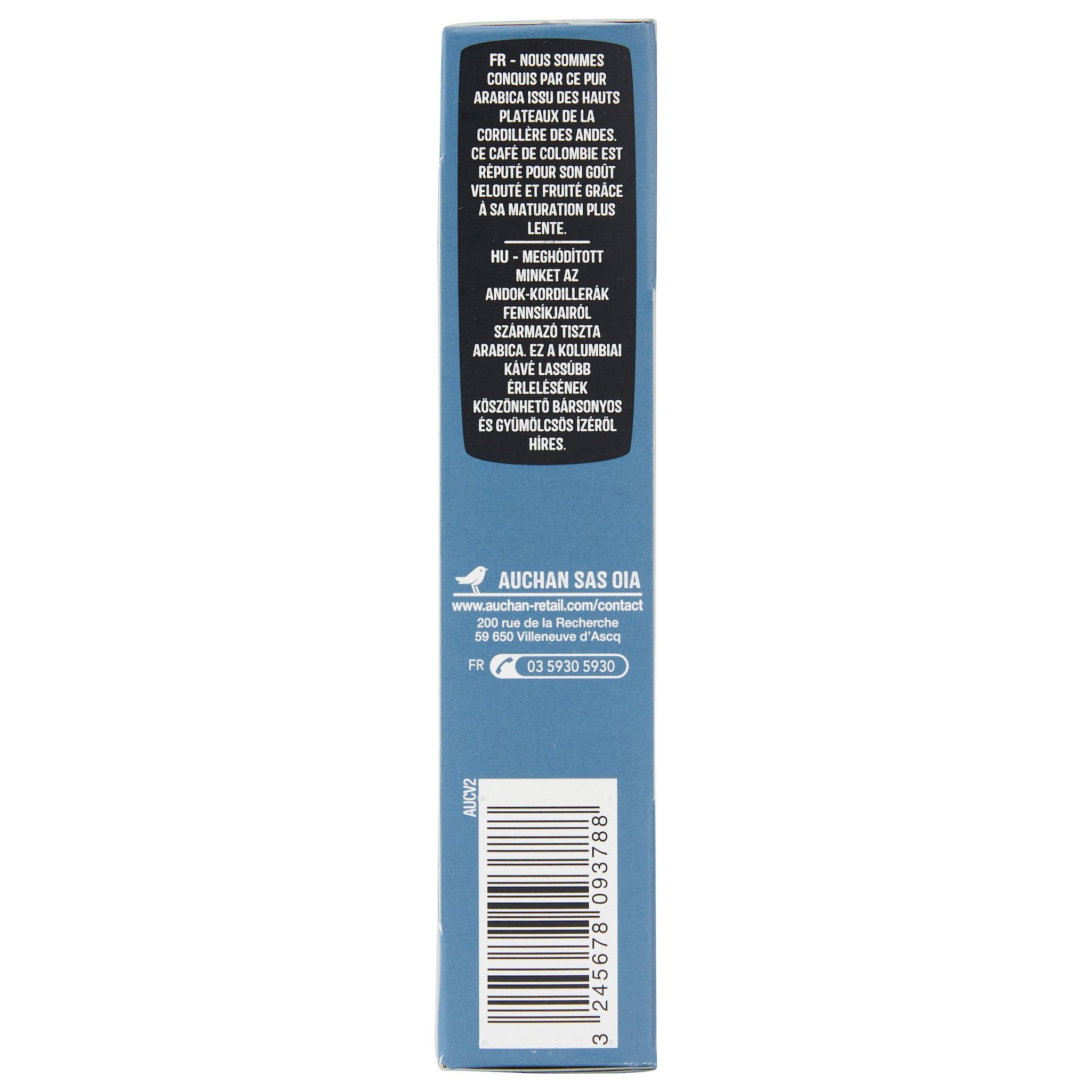 Voir la diapositive 5 : AUCHAN Capsules de café pur arabica Colombie intensité 8 compatibles Nespresso 10 capsules 52g